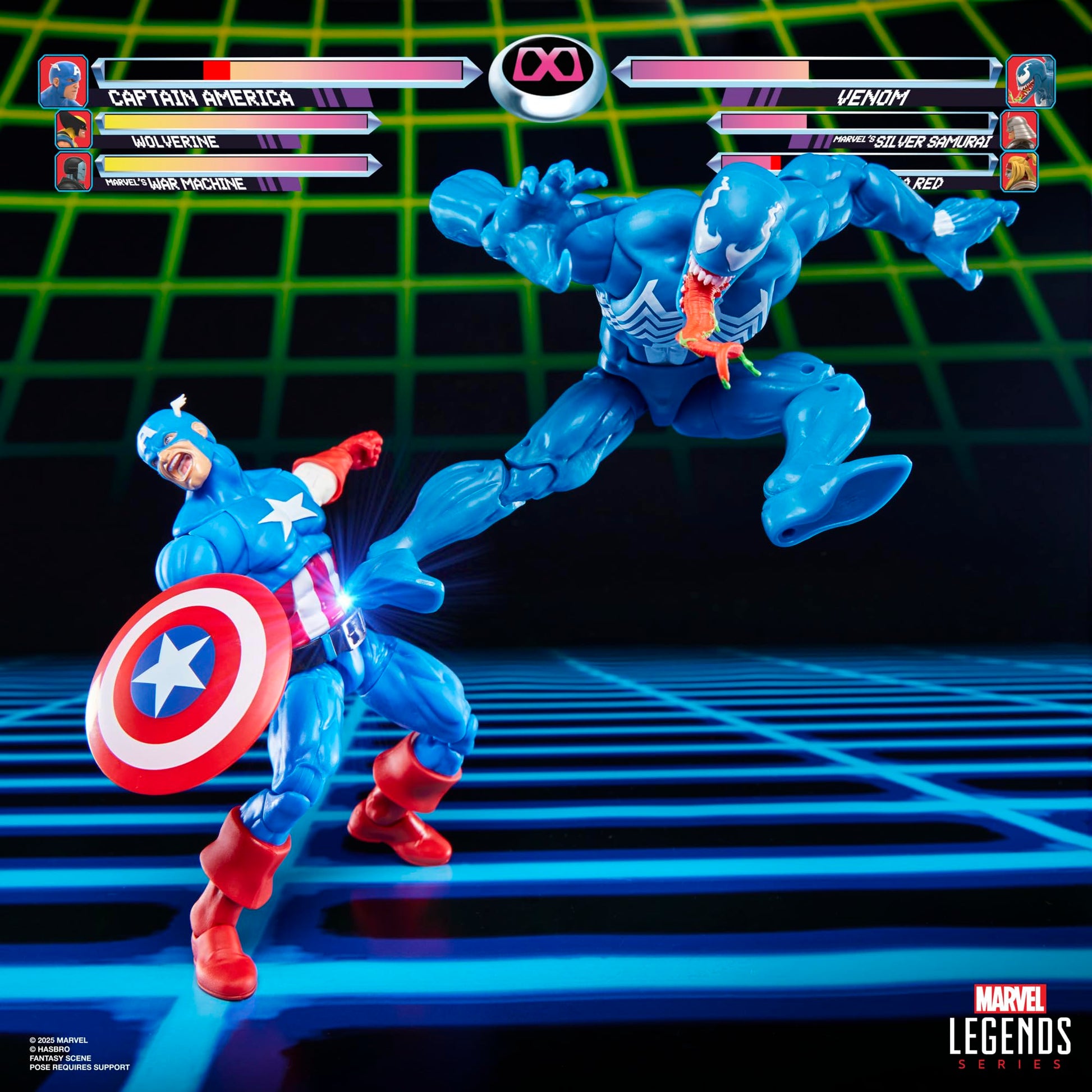 Marvel Legends Series Gamerverse Captain America vs Venom, Retro Video Game-Inspired Collectible 6-Inch Action Figures