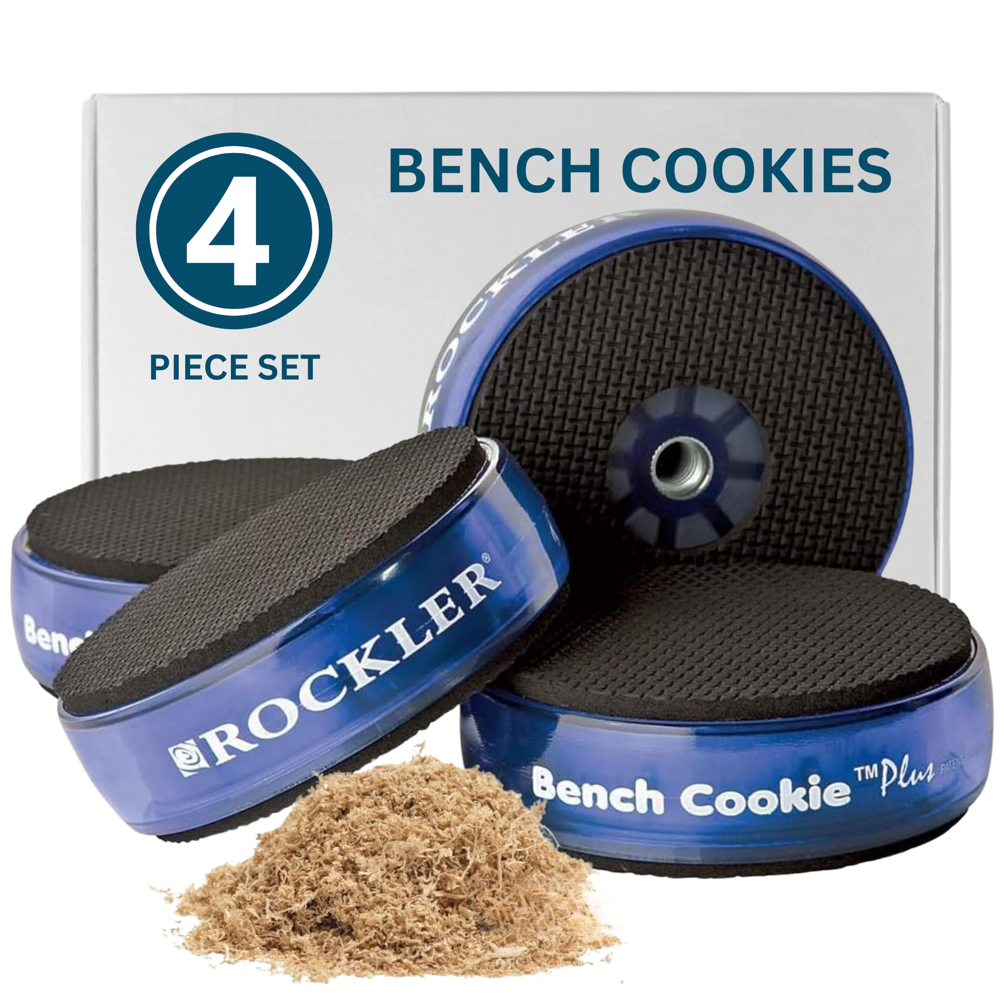Rockler Work Bench Cookies Plus Work Grippers (4 Pack) – Rockler Bench Cookies Protect Workpiece from Scratches and Benchtop Debris - Woodworking Kit for Most Average-Sized Panels
