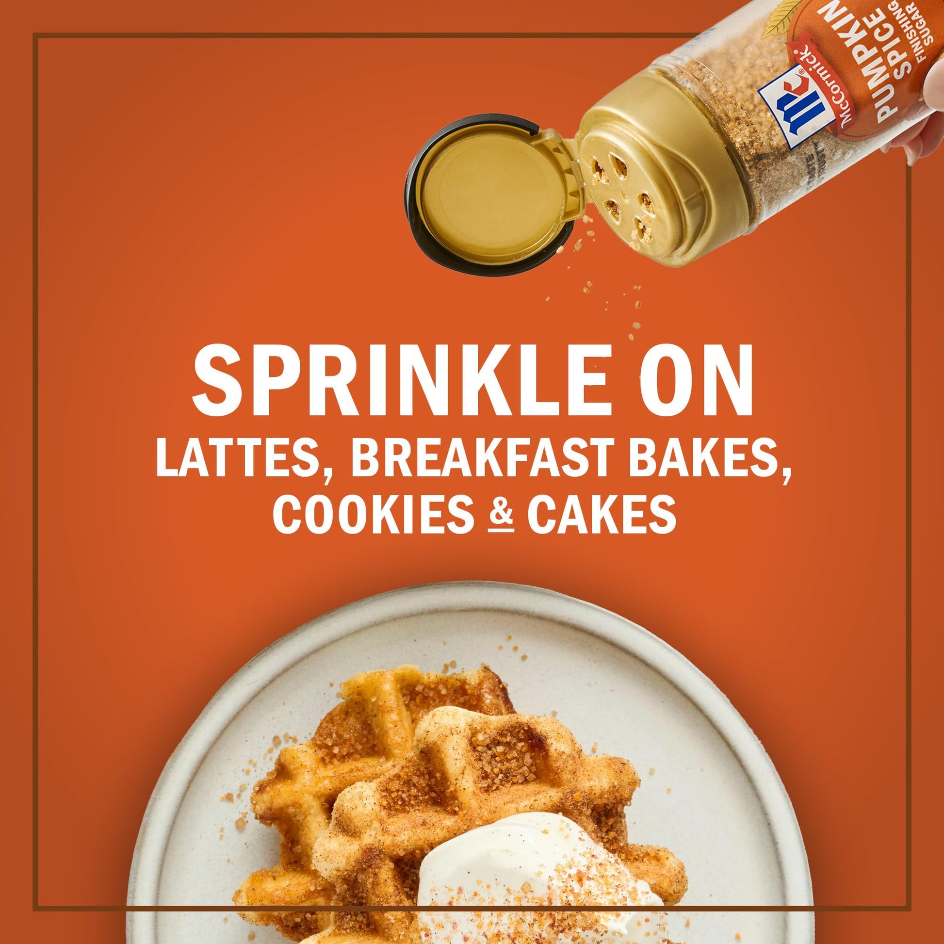 McCormick Finishing Sugar, Pumpkin Spice, Limited Edition, Sweet Blend of Warm Pumpkin Spices, The Perfect Finish for Cookies, Muffins, Pancakes, Bread, and More, 3.66 oz