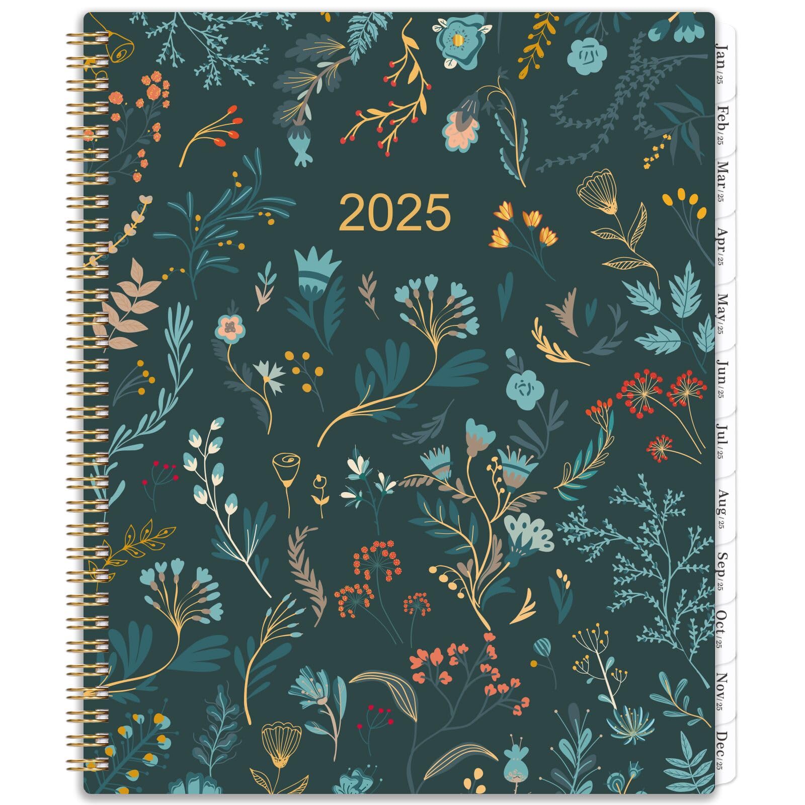2025 Planner - Monthly Planner/Calendar 2025, JAN. 2025 - DEC. 2025, 9" x 11", 12 Monthly Planner with Tabs & Pocket, Flexible Cover, Twin-Wire Binding, Thick Paper - Green