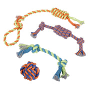 Dog Chew Rope Toys ÃƒÂ¢Ã‚Â€Ã‚Â“ Set Of 4 Ropes - For Large, Small Teething Pets ÃƒÂ¢Ã‚Â€Ã‚Â“ All Puppy Breeds Aggressive Chewers ÃƒÂ¢Ã‚Â€Ã‚Â“ 100% Cotton for Natural Floss ÃƒÂ¢Ã‚Â€Ã‚Â“ With Ball, Tough Teething Rope, Tug-Of-War & Fetching Bone