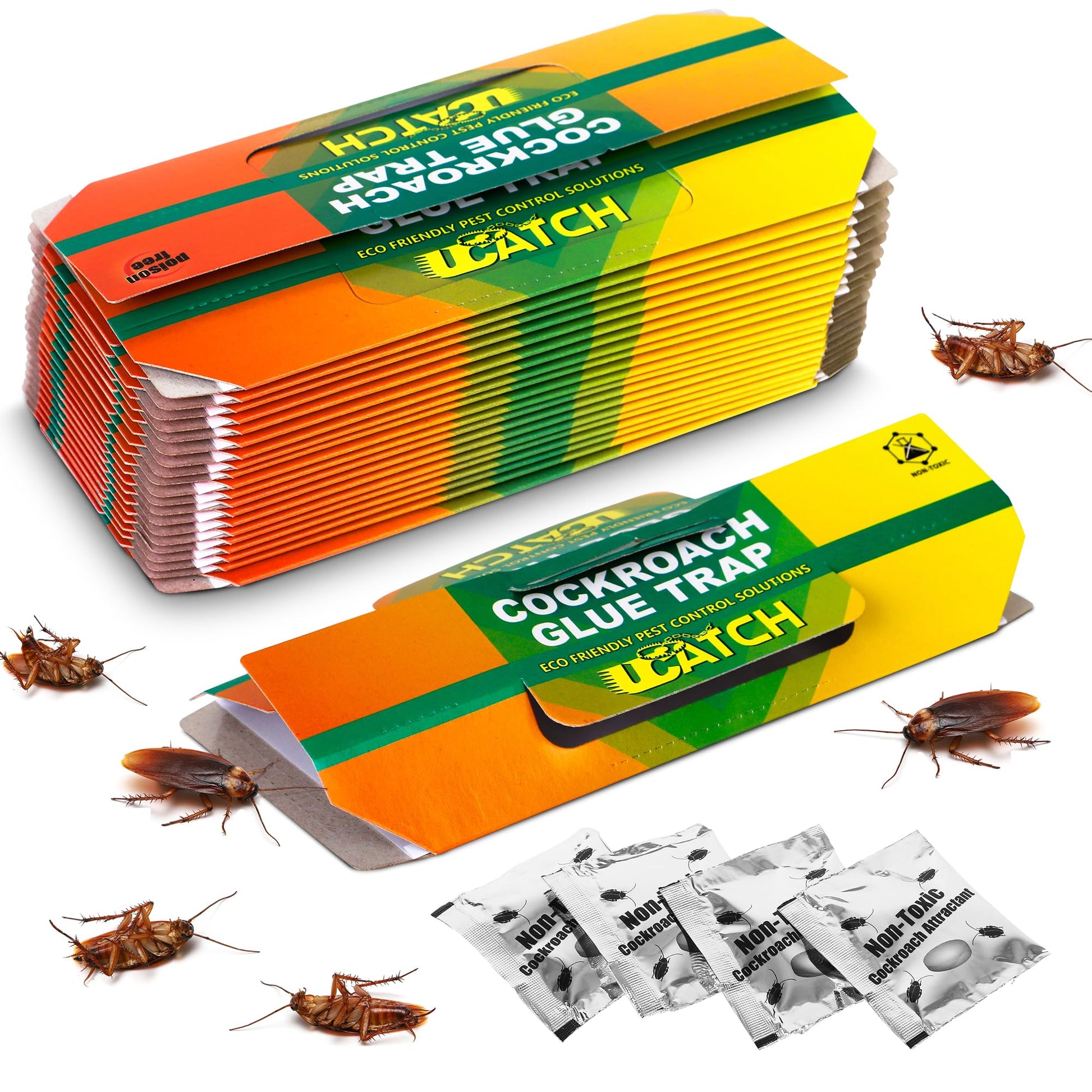 Roach Traps Indoor - 12 Pack Roach Bait Traps | Effective German Roach Killer for Home Infestation - Child and Pet Safe Roach Killer Indoor Infestation Easy-to-Use Glue Traps for Roaches ÃƒÂ¢Ã‚Â€Ã‚Â“ UCatch