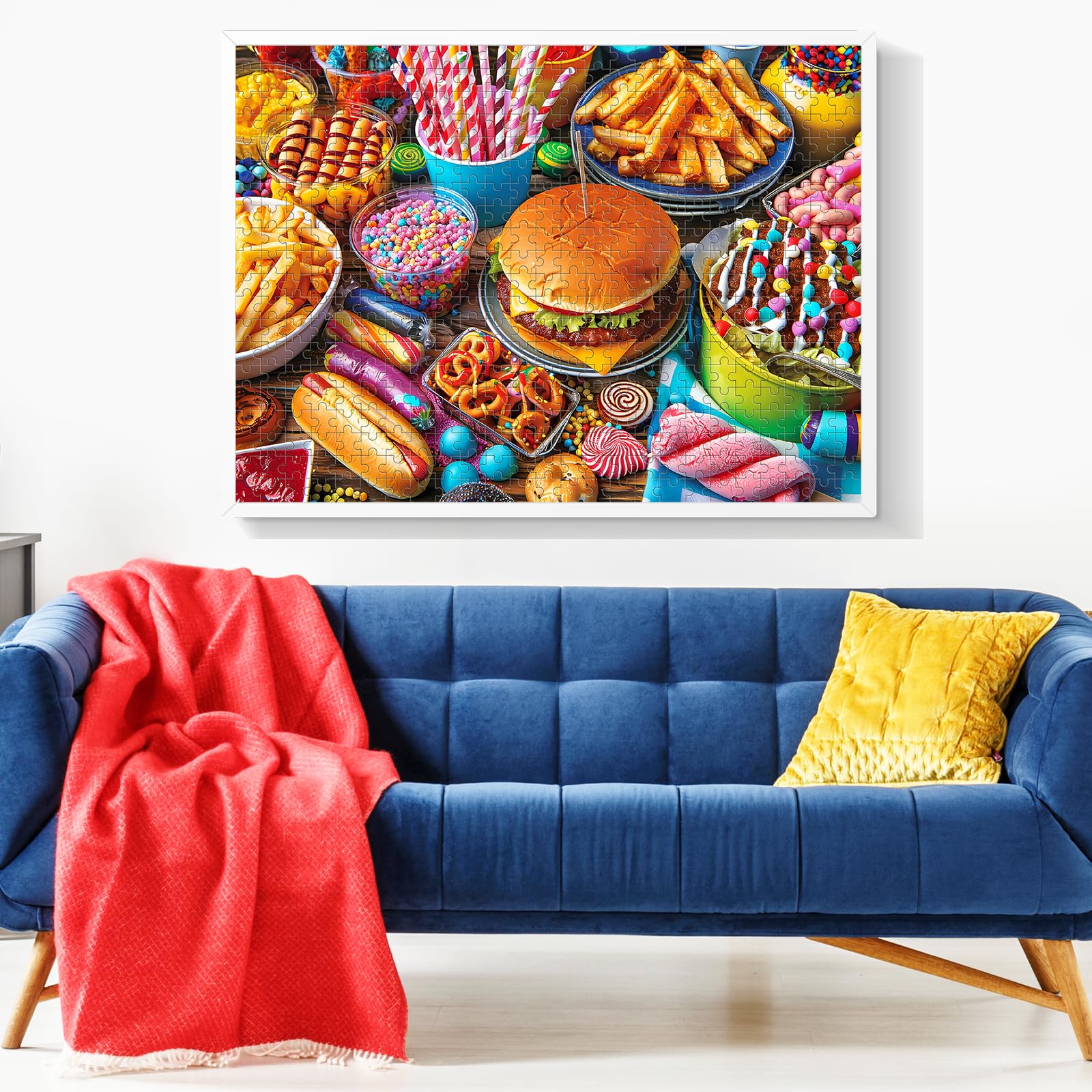 500 Piece Puzzle for Adults, Hamburger Jigsaw Puzzles, Youths Favorite Foods Puzzles 500 Pieces, Birthday and Barious Holiday Party for Family Kids and Adults, Funny Puzzle for Adults, 20.5x15 in