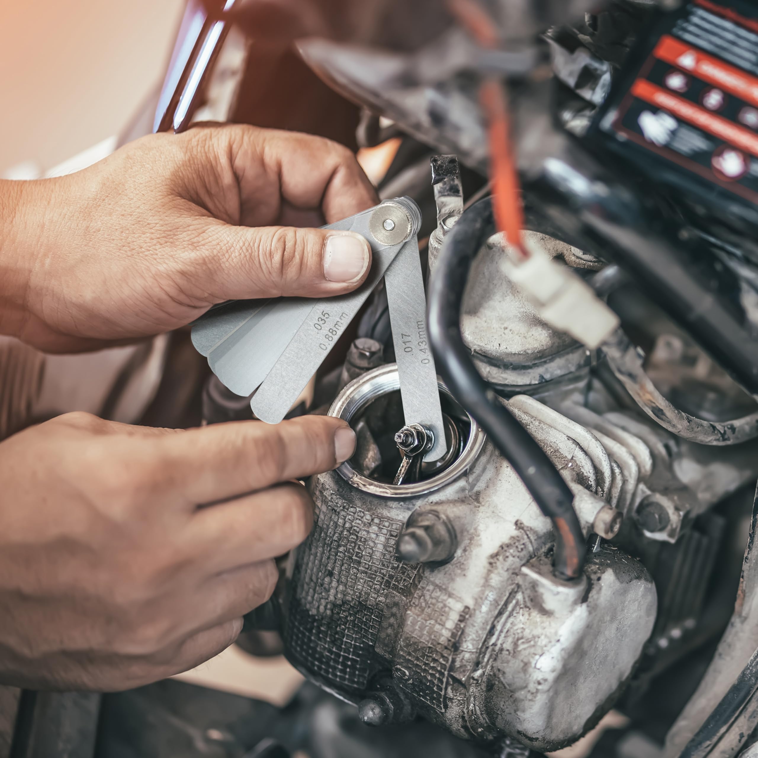 Mutt Tools 2pc Feeler Gauge Set - Premium Straight & Angled Feeler Gauges for Valves - Inch and Metric Measurement - Gap Tool for Automotive