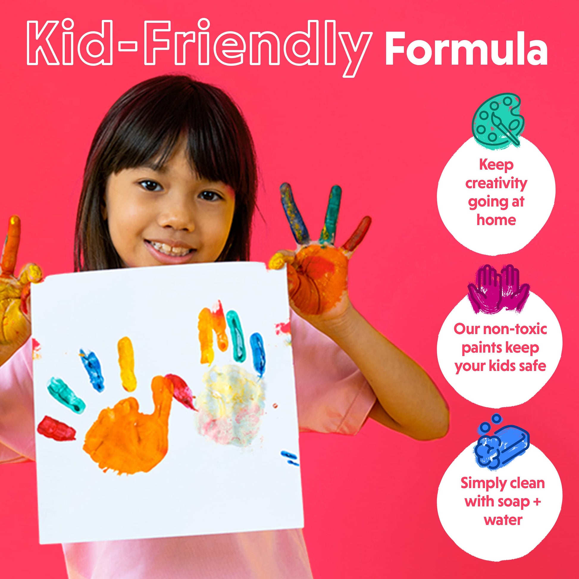 Acrylic Paint Set for Adults and Kids - 24 Pack of 12mL Paints with 3 Art Brushes, Non-Toxic Craft Paint for Easter Eggs, Ceramic Rock Paint - Art Supplies