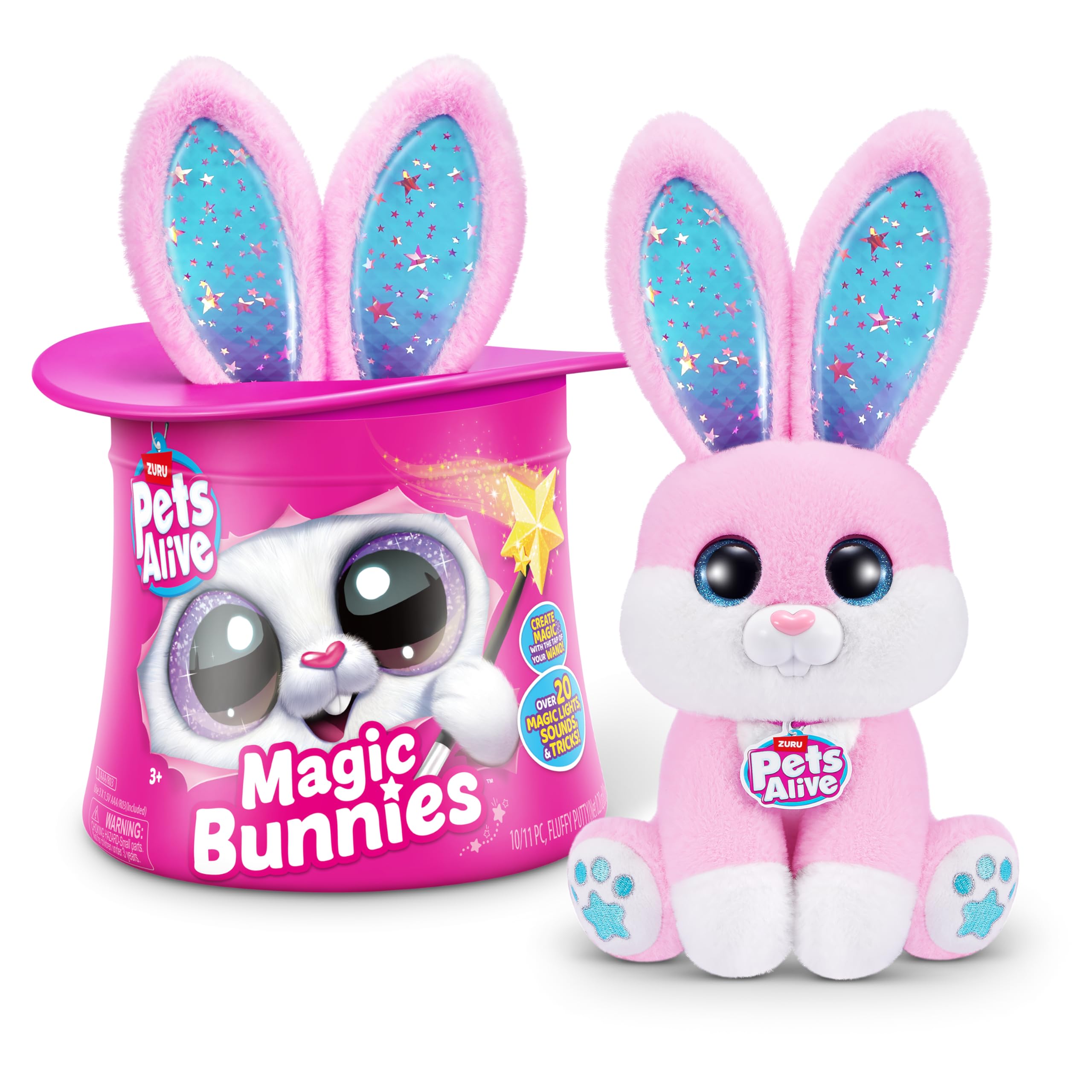 Pets Alive Magic Bunnies (Pearl) by ZURU Electronic Plush Unboxing Surprise Interactive Magic Toy