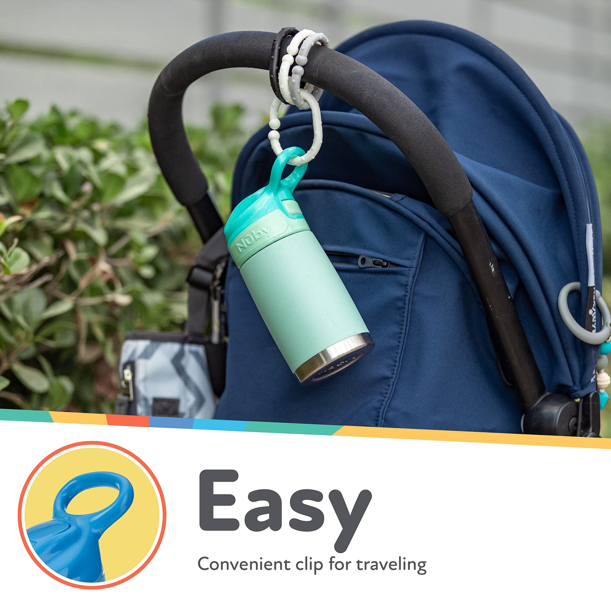 Nuby Thirsty Kids No Spill Flip-It Reflex Stainless Steel Travel Cup or Water Bottle - 10 Oz - 18+ Months - Pink - Back to School Essentials
