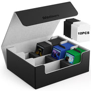 Mlikero Card Deck Case for Trading Cards 1800+, Trading Card Storage Box with 10 Dividers and 3 Foam Stoppers, Leather Magnetic Closure Commander Deck Box Fit for YuGiOh, MTG and Sport Cards