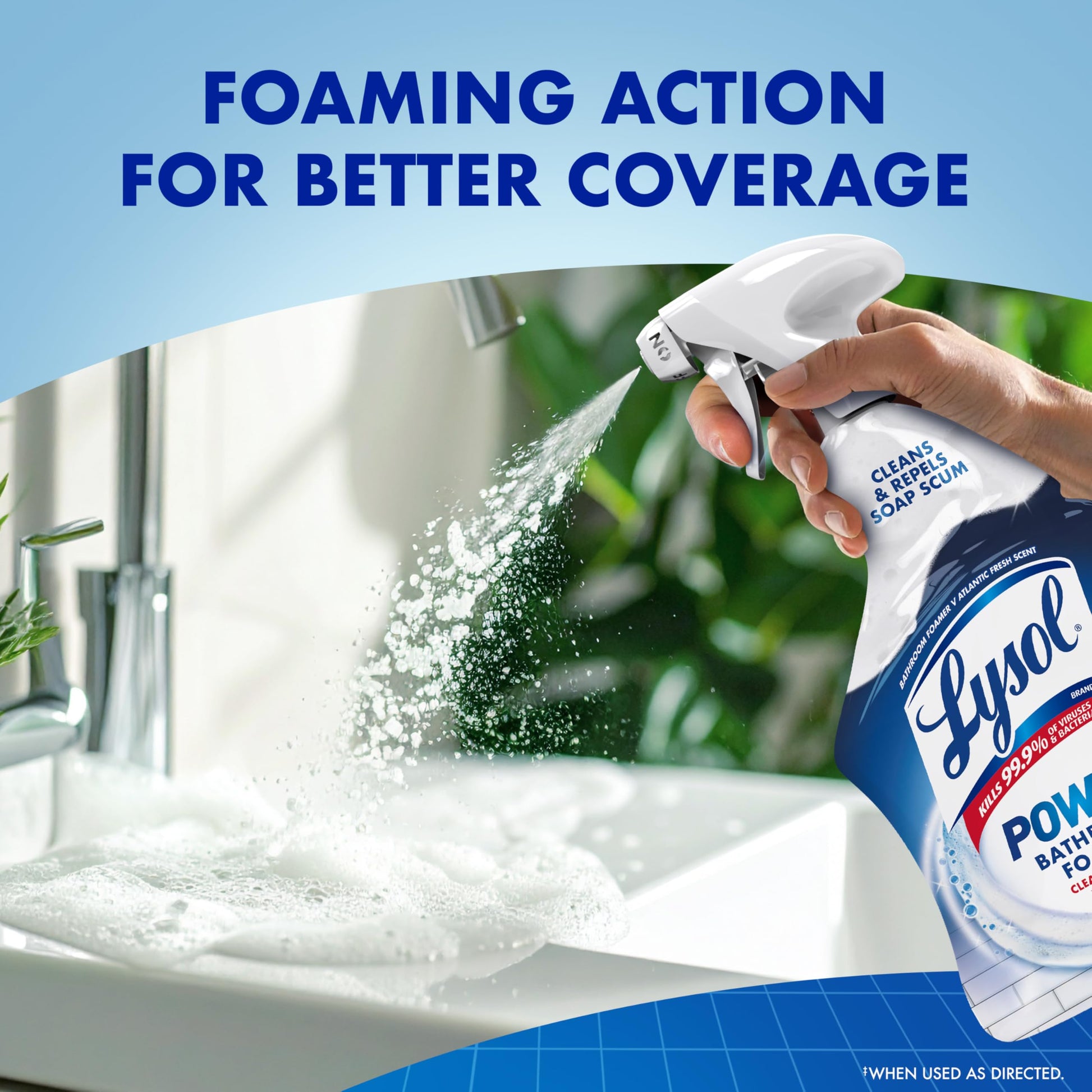 Lysol Power Foaming Bathroom Cleaner, Multipurpose Cleaner For Showers, Bathtubs, Sinks, Disinfectant Spray Kills 99.9% Of Germs, Zero Bleach Cleaning Spray, 32 Oz.