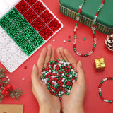 UPINS 1200Pcs Christmas Pearl Beads, Red Green and White Beads Xmas Holiday Party Decoration Necklace Earrings Hair 6mm Beads DIY Ornament Kit