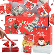 Surprise Gift Box Explosion for Money, Unique Folding Bouncing Red Envelope Gift Box with Confetti, Cash Explosion Luxury Gift Box for Birthday Anniversary Valentine Proposal (15 Bounces) (Red Christmas)