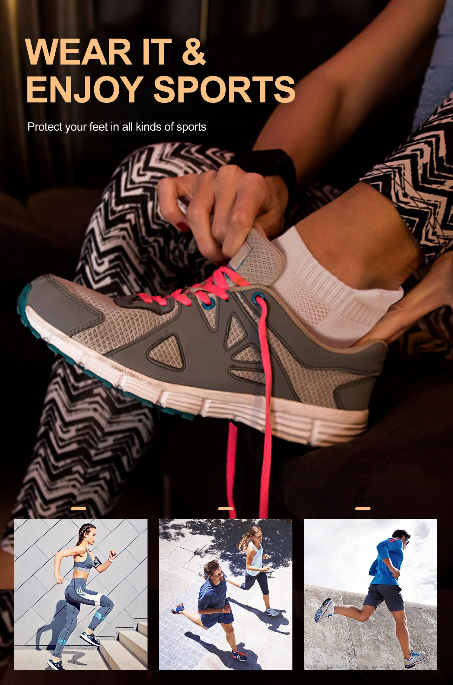 CS CELERSPORT Ankle Athletic Running Socks Low Cut Sport Tab Sock for Men and Women (6 Pairs), Medium, White