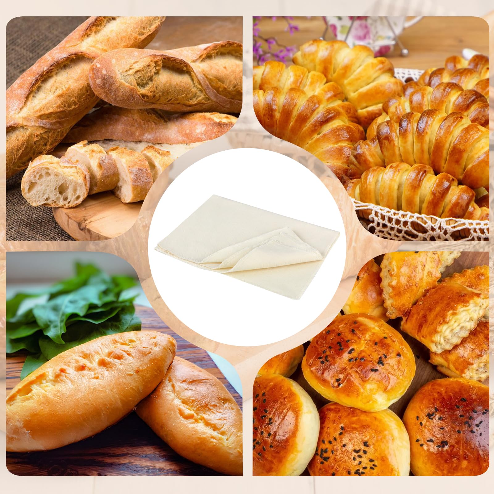 Ninsula 4PCS Tea Towels for Baking Sourdough, 14x18.8 Inch Reusable Thick Bread Towels for Proofing, Bread Cloth for Baguettes, Pastry, Loaves