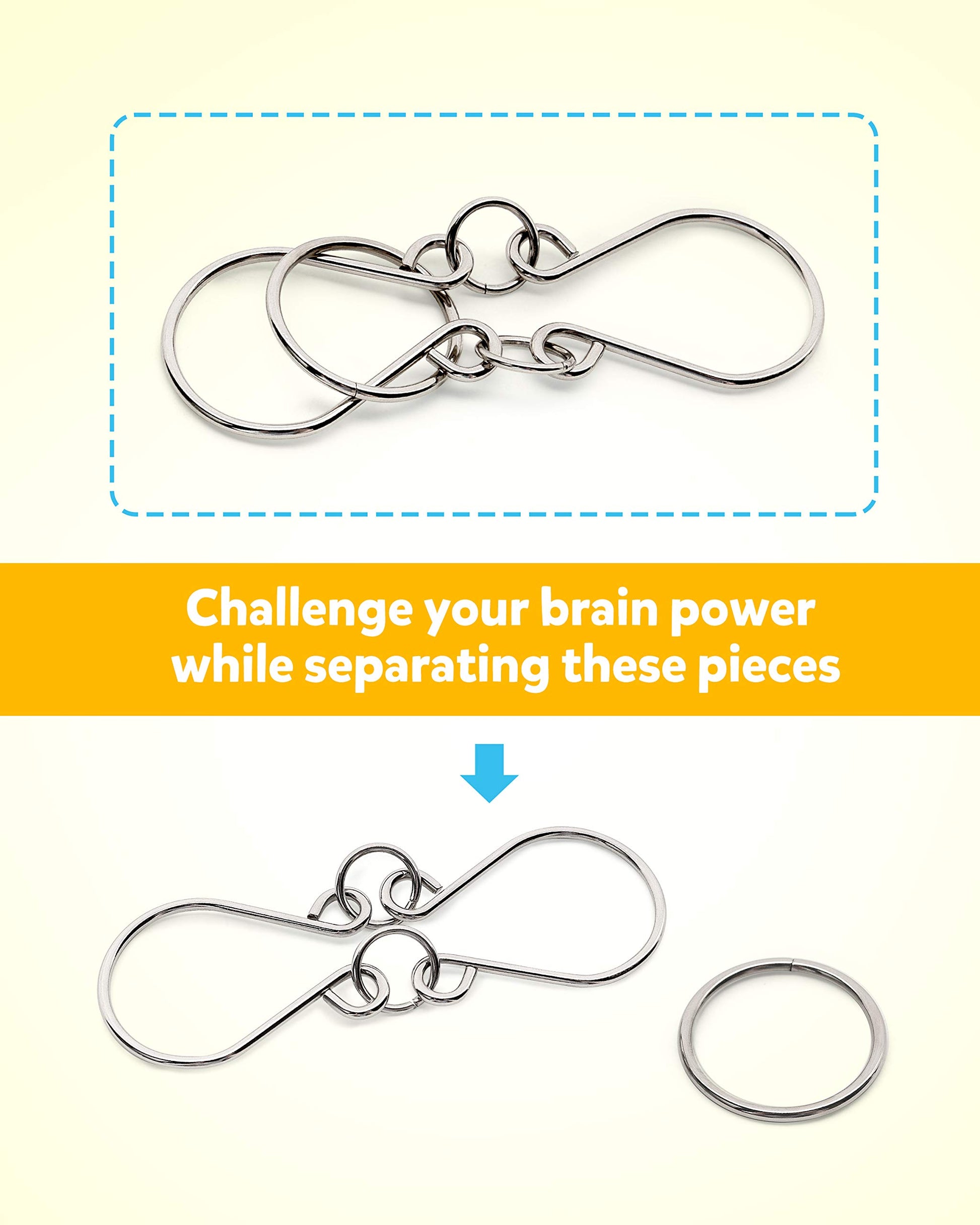 Coogam Metal Wire Puzzle Set of 16 with Pouch,Brain Teaser IQ Test Disentanglemen Iron Link Unlock Interlock Game Chinese Ring Magic Trick Toy for Party Favor Kids Adults Challenge