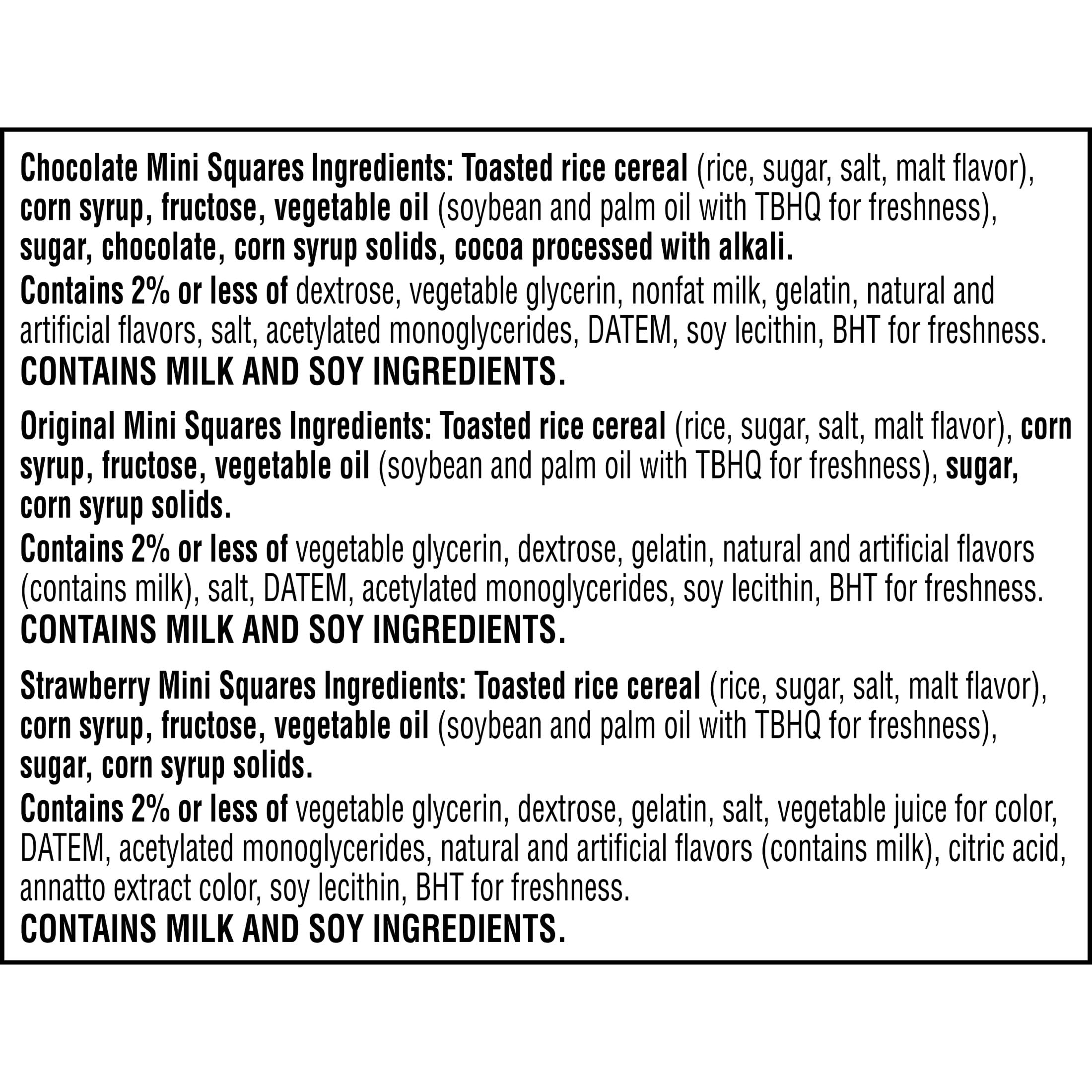 Rice Krispies Treats Mini Crispy Marshmallow Squares, Kids Snacks, Lunch Snacks, Variety Pack, 20.1oz Box (52 Bars)