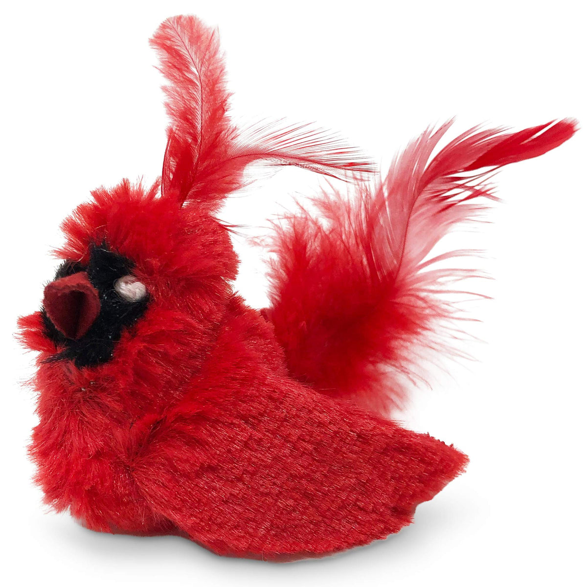 OurPets Play-N-Squeak Real Birds Interaktives Katzenspielzeug mit Katzenminze (Katzenspielzeug für Wohnungskatzen; Katzenminze-Spielzeug für Katzen mit Vogelzwitscher-Sound und Feder)