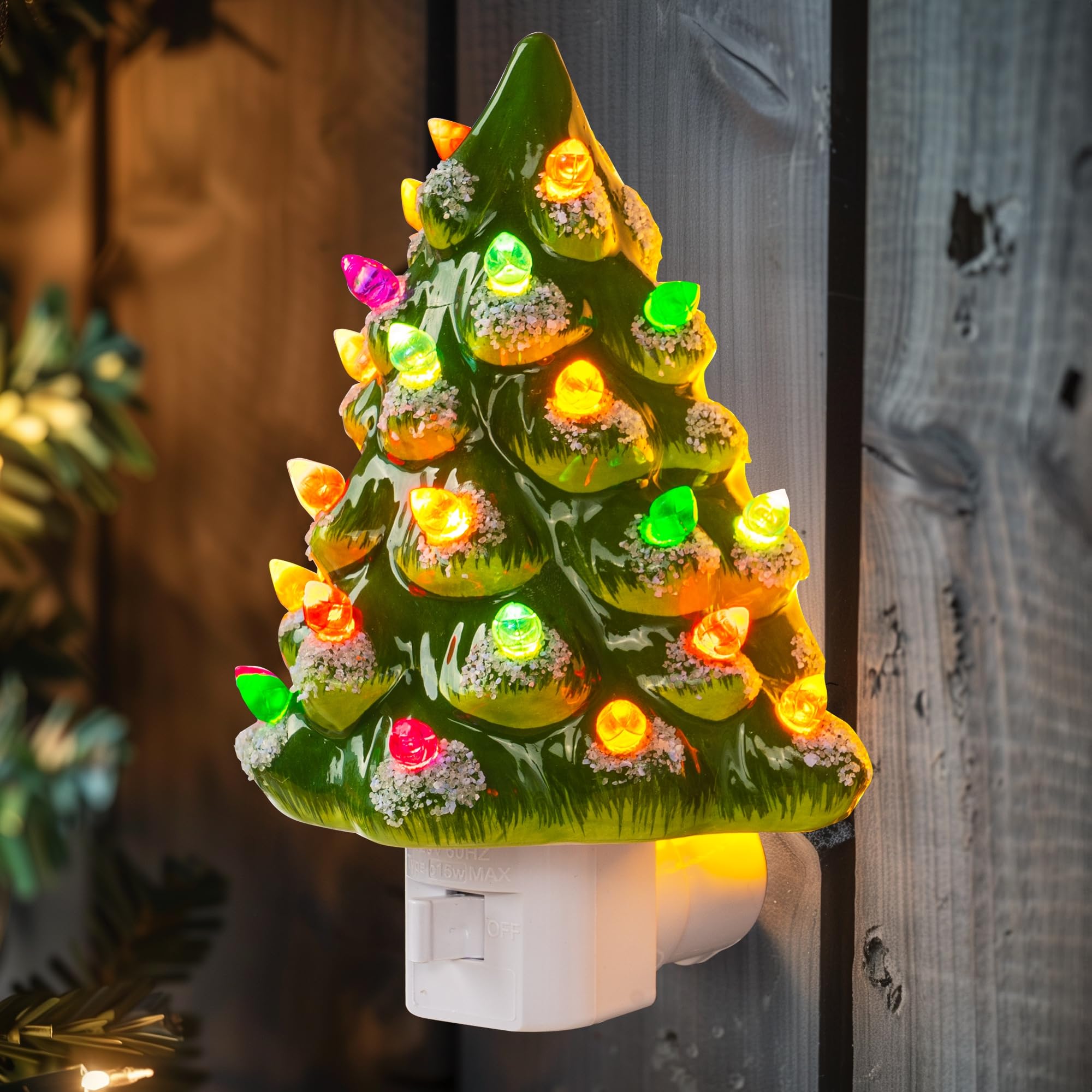 Dazzle Bright Ceramic Christmas Tree Night Light, UL Certified Nightlight Plug in, Vintage Christmas Decorations Indoor, Room Home Decor and Accessories, Night Light for Kids/Adults