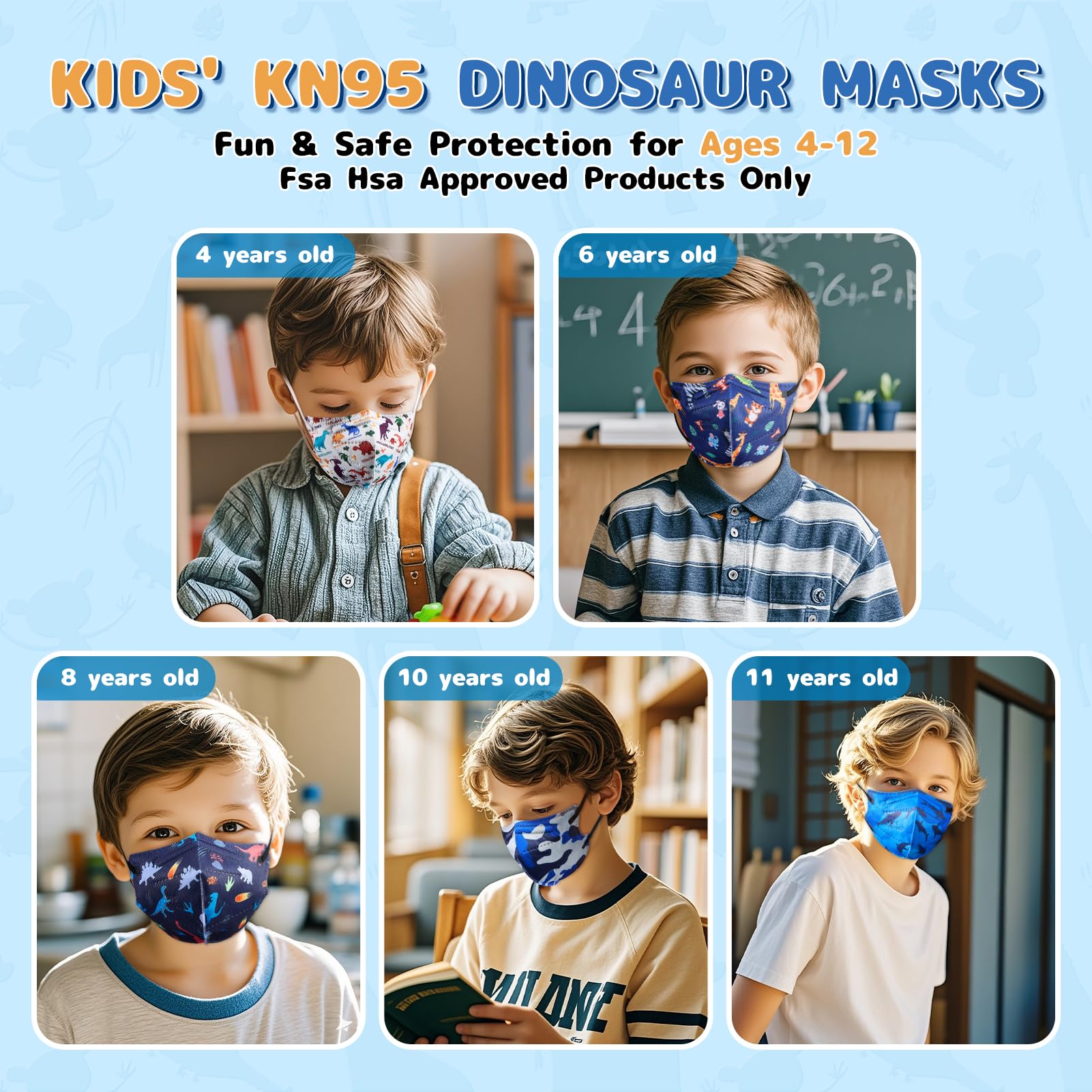 FENFEN Kids KN95 Face Mask Disposable - Kid KN 95 Masks Children Small Size Breathable Boys Kids KN95 Mask Mascaras KN95 Para Niños 50 Pack