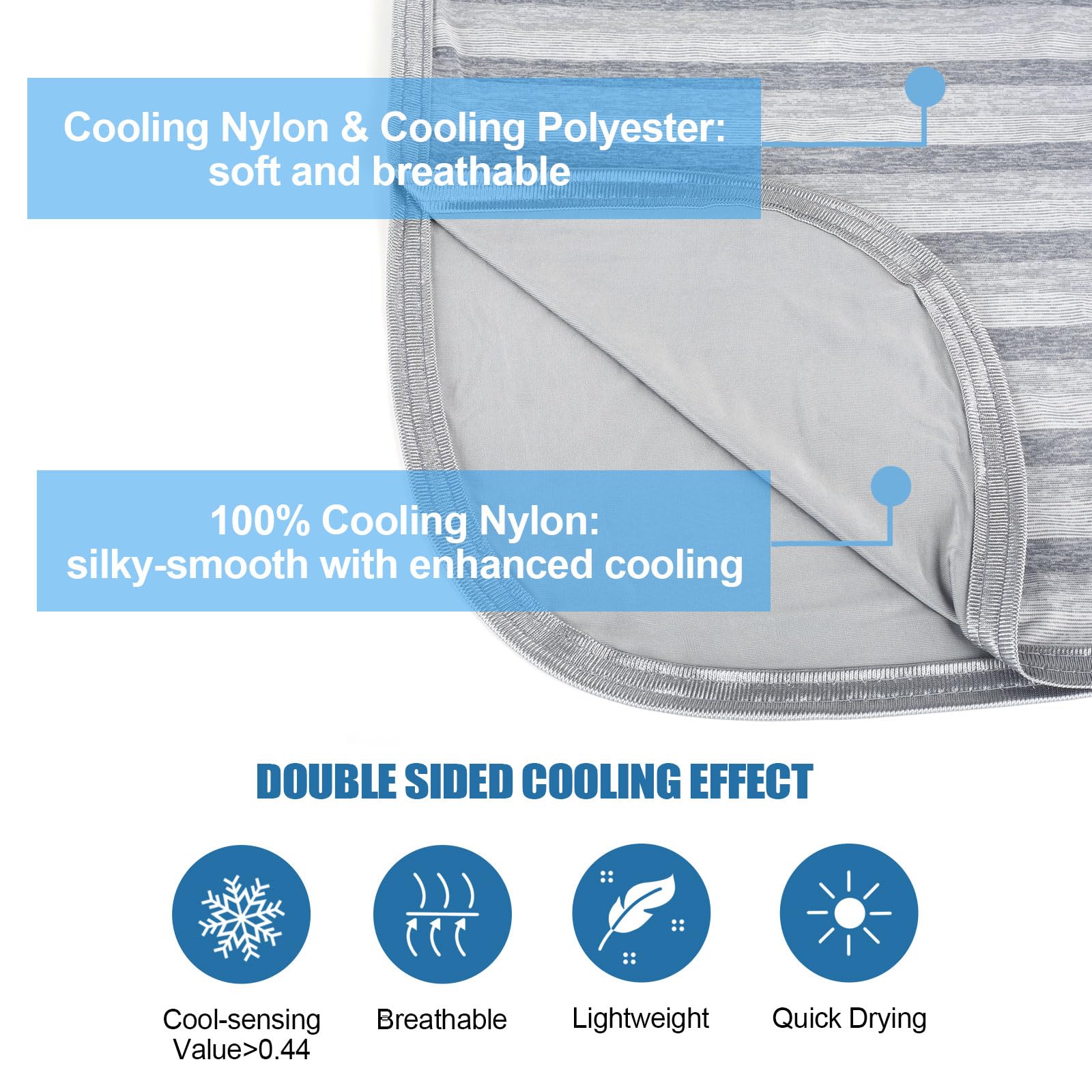 Ailemei Direct Cooling Throw Blanket for Hot Sleepers,Double Sided Cold Effect, Lightweight Breathable Summer Bed Blanket for Couch, Transfer Heat to Keep Body Cool Night Sweats,50"x70"