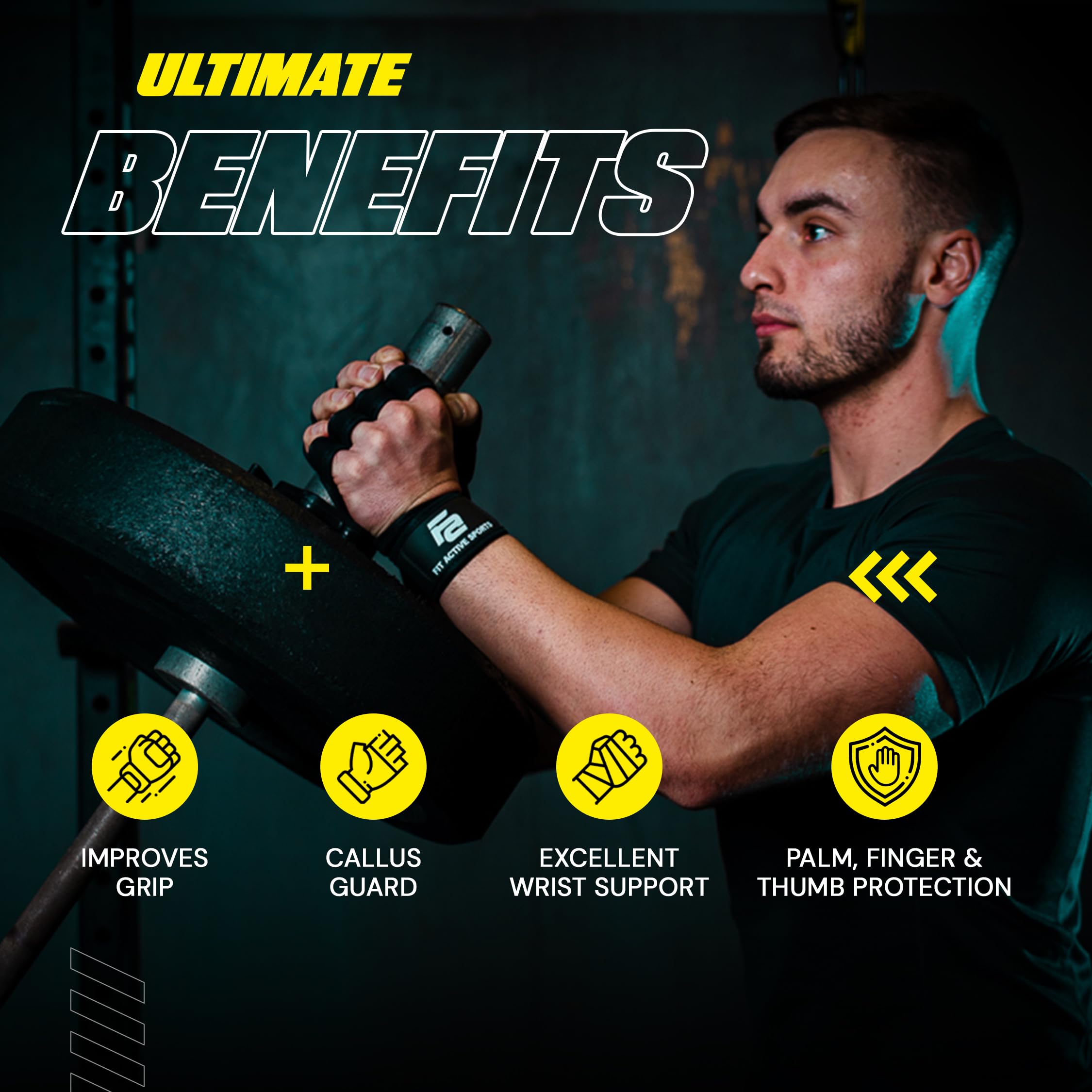 Fit Active Sports Weight Lifting Workout Gloves with Built-in Wrist Wraps for Men and Women - Great for Gym Fitness, Cross Training, Hand Support & Weightlifting