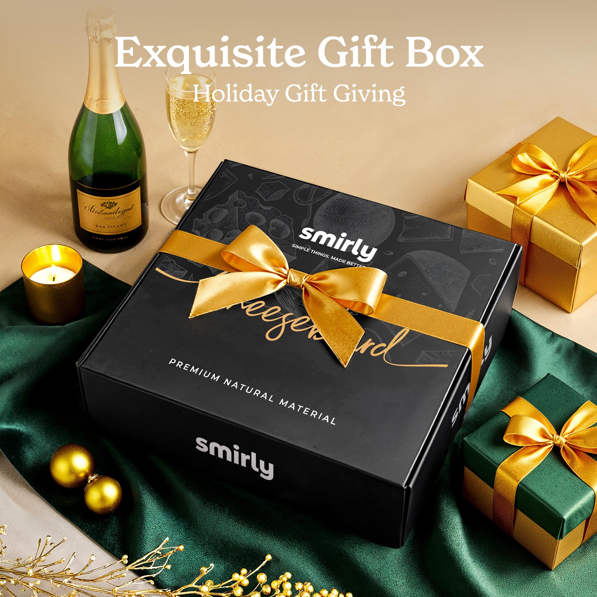 Smirly Charcuterie Board Set - Large Bamboo Cheese Board for Serving - House Warming Gifts New Home, Wedding & Bridal Shower Gift, Birthday Gift for Women