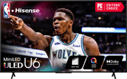 Hisense U6 Series 55U6N 55 Inches ULED 4K Smart TV | Mini-LED | QLED | 600 Nits | Motion Rate 240 | Dolby Vision HDR 10+ | Dolby Atmos | Full Array Local Dimming | Voice Control | Google TV