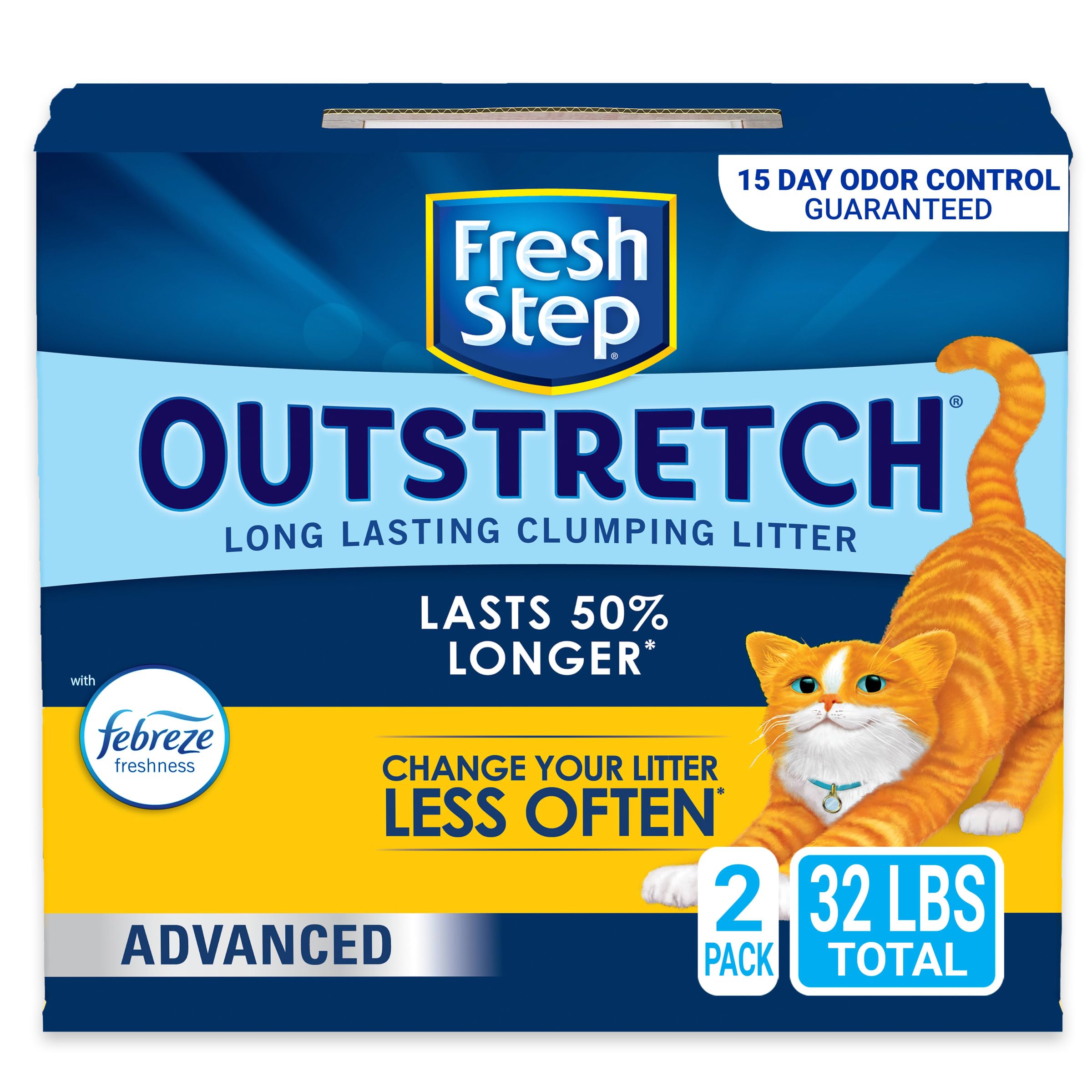 Fresh Step Outstretch, Clumping Cat Litter, Advanced, Extra Large, 32 Pounds total (2 Pack of 16lb Boxes)