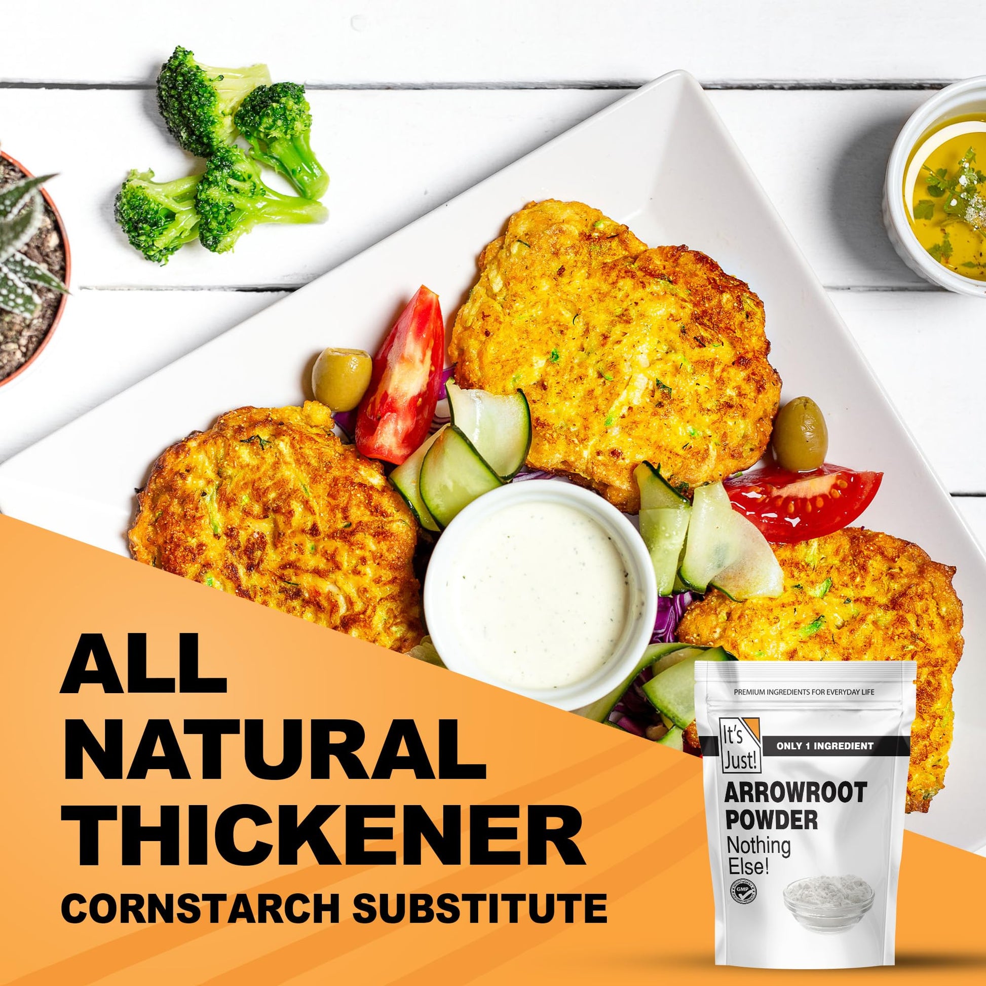 It's Just - Arrowroot Powder, 8oz, Natural Thickener, Gluten-Free, Dairy-Free, Non-GMO, Cornstarch Substitute