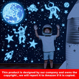 Glow in The Dark Stars for Ceiling 1106Pcs Glow in The Dark Moon and Planet Wall Decal Luminous Astronaut Universe Galaxy Space Wall Stickers Outer Space Decal for Kids Boys Bedroom Christmas Gift