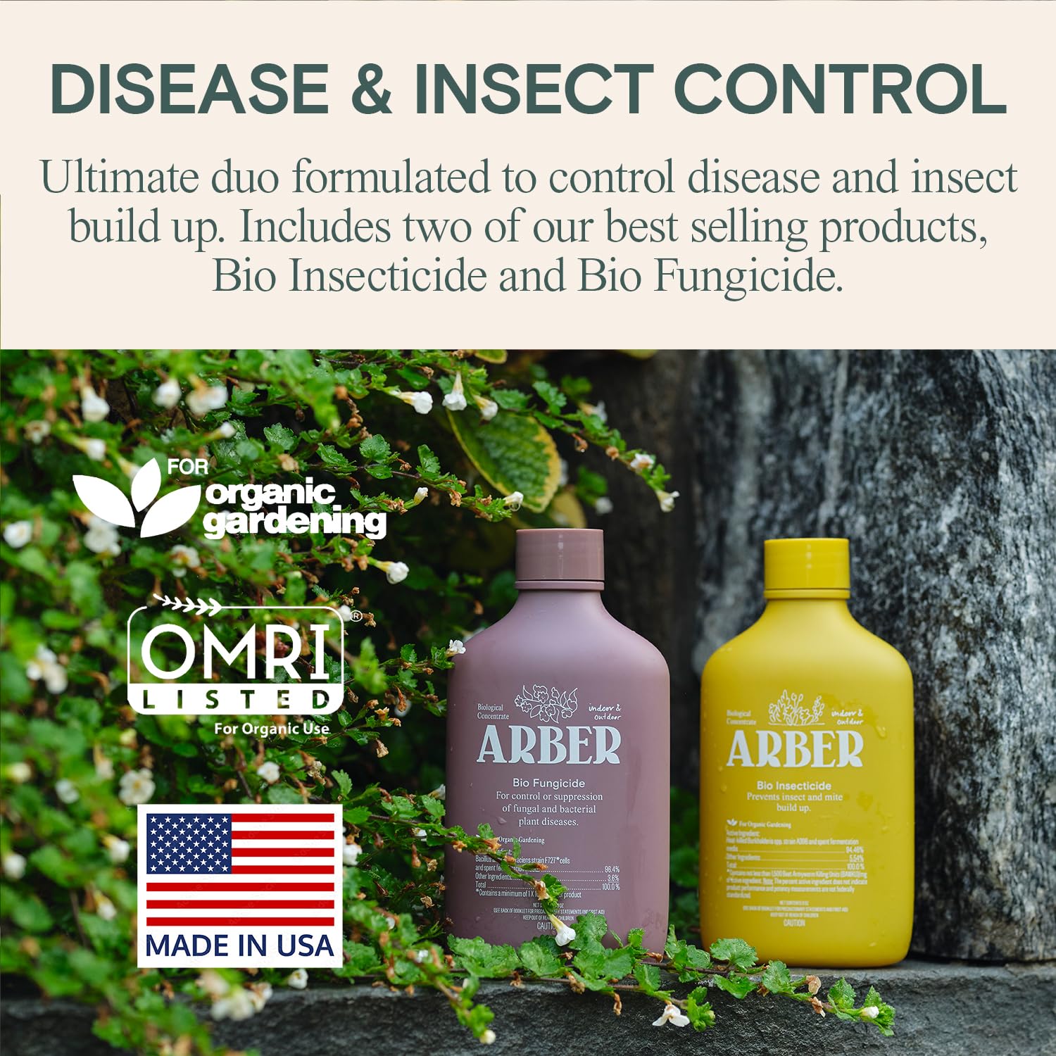 Arber Organic Liquid Concentrate for Indoor and House Plants | Natural Gardening (Organic Disease & Insect Set)