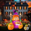 Infleasjoiy 5ft Witch Pumpkin Halloween Inflatable Outdoor Decoration, Courtyard Decoration with LED Lights, for Outdoor Lawn, Garden, Family Vacation Party