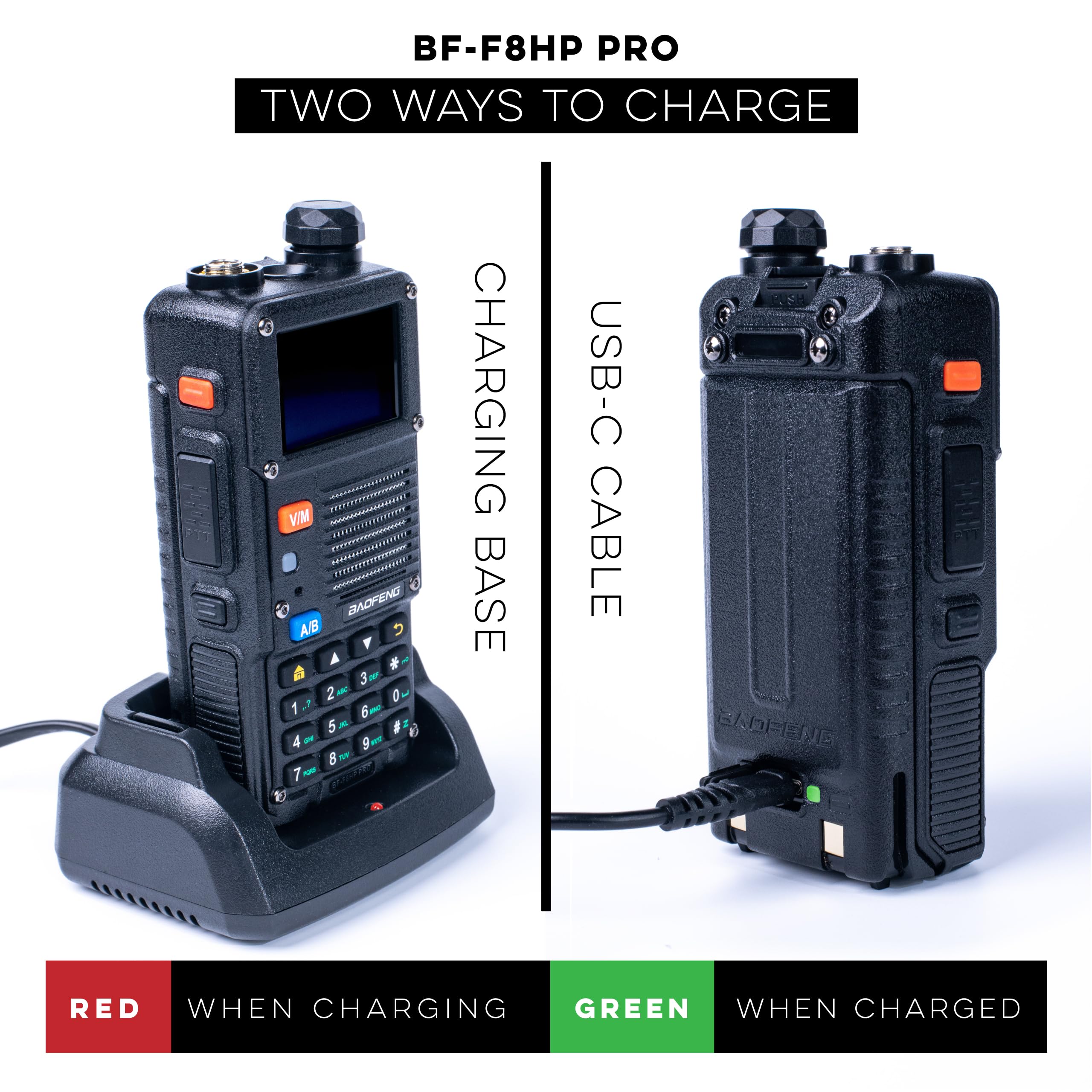BAOFENG BF-F8HP PRO 10 W Tri-Band Two-Way Radio – UV-5R 7th Gen, 1000 Channels, GPS & NOAA Weather, Aviation/VHF/UHF/1.25 m Scanner, IP54 Rugged, USB-C Rechargeable Battery