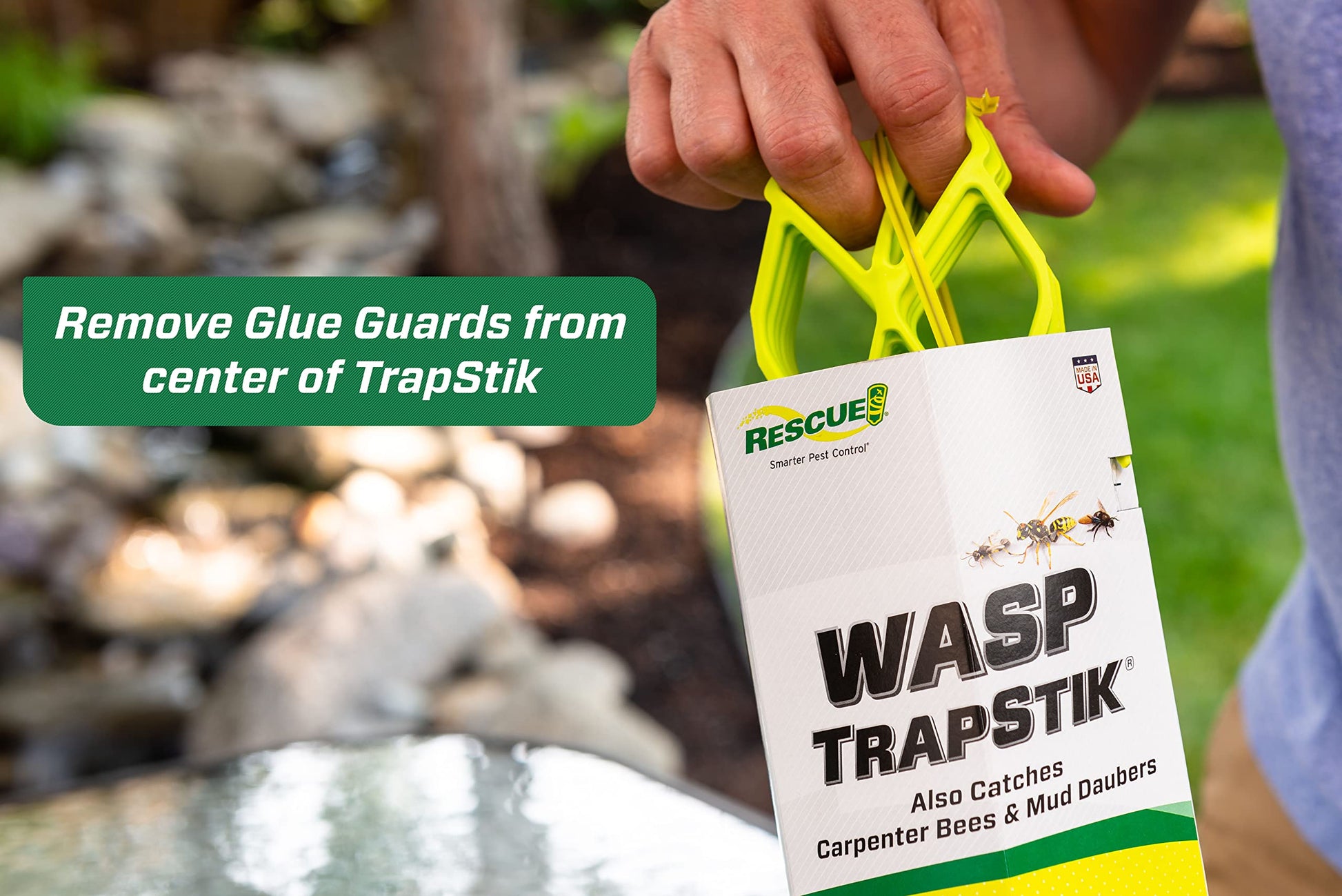RESCUE! VisiLure® TrapStik for Wasps, Mud Daubers, Carpenter Bees – 2 Pack