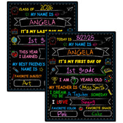 Melisheer First & Last Day of School Chalkboard, Personalized Paper Back to School Supplies, 14 X 11 in Erasable Double Sized First Day of School Board for Kids Son Daughter