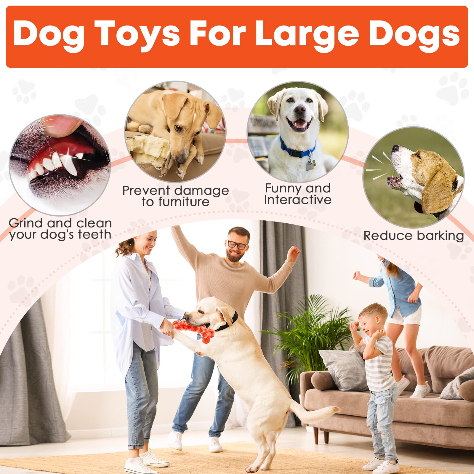 WOWBALA Dog Toys for Aggressive Chewers: Chew Toys for Training and Cleaning - Dog Toys for Large Dogs - Indestructible Dog Toy to Keep Them Busy