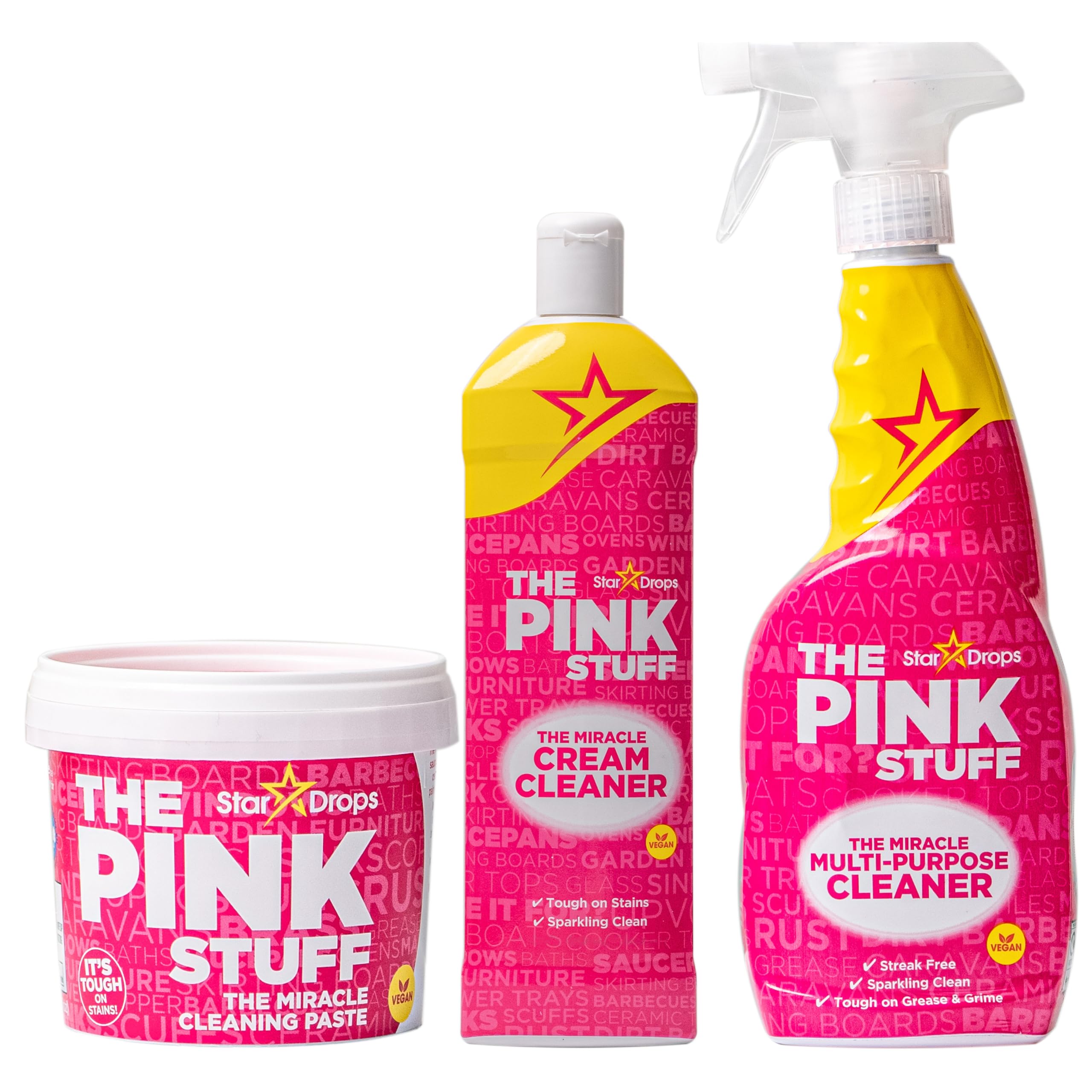 Stardrops - The Pink Stuff Miracle Cleaning Paste, Multi-Purpose Spray, And Cream Cleaner 3-Pack Bundle (1 1 Cleaner)