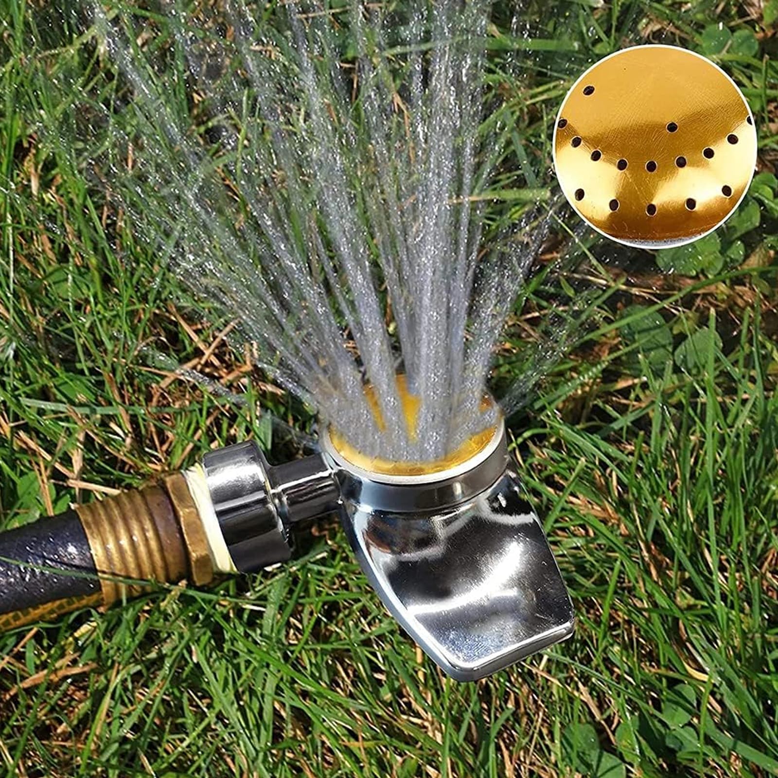 360 Degree Metal Spot Sprinkler,Small Sprinkler Garden for Small Areas Lawn Sprinklers for Yard Circle Pattern with Gentle Water Flow Garden Watering (1, Yellow)
