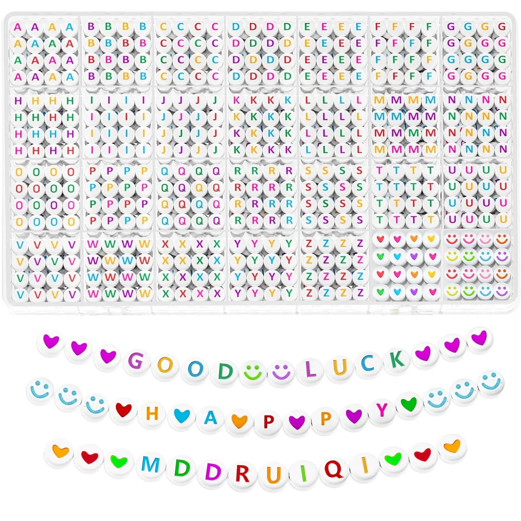 MDDRUIQI 1400 PCS Letter Beads Bracelet Making Kit - 28 Styles Friendship Bracelets,Preppy Clay Alphabet Beads for Jewelry Making for Girl Gifts Ages 6-12[Merch]