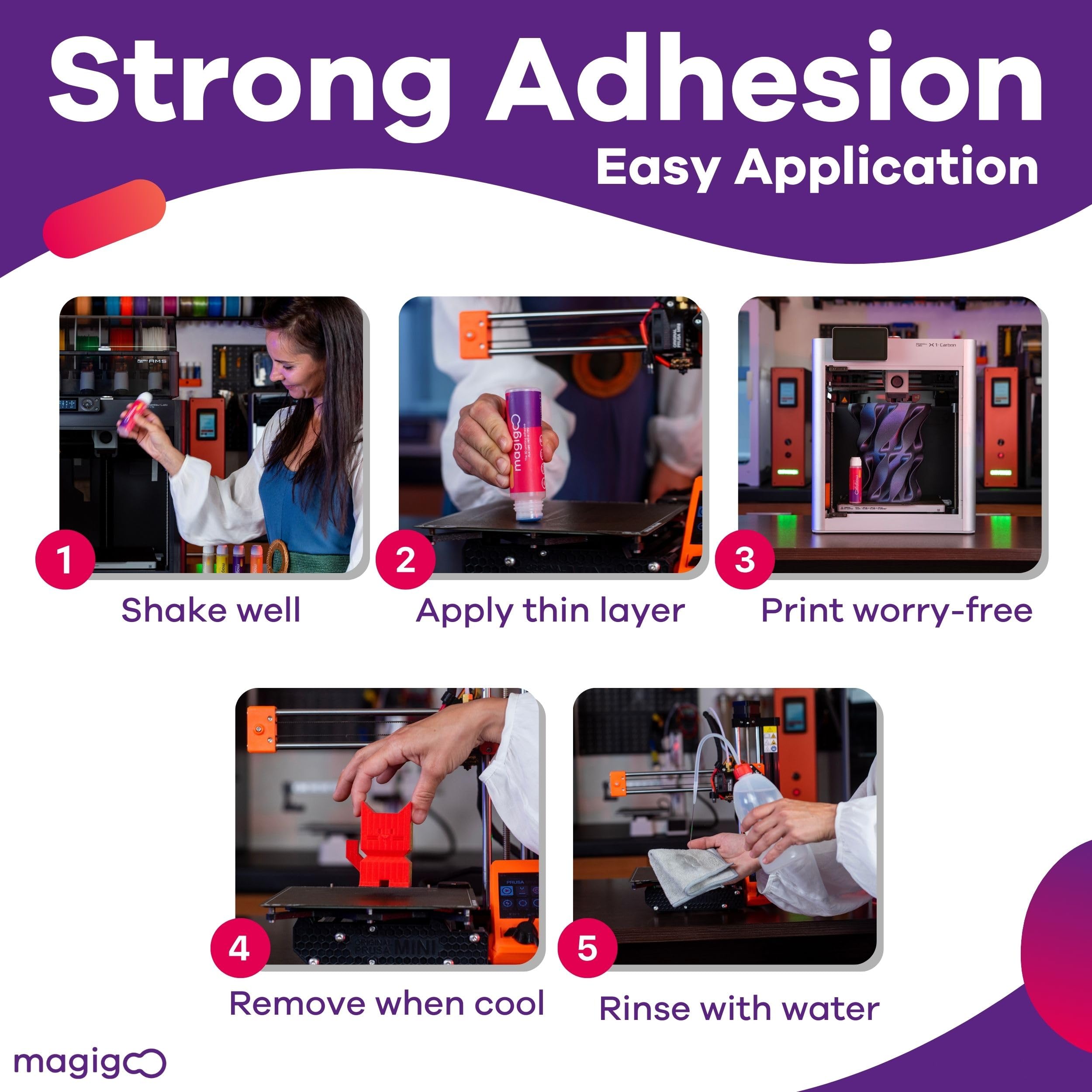 Magigoo - MO2016 All-in-One 3D Printer Adhesive Glue - ABS, PLA, PETG, HIPS, and TPU Flex Filament on Glass, Flex Plate, PEI, Buildtak, Kapton - 3D Printing Accessories, Supplies, and Materials (50mL)