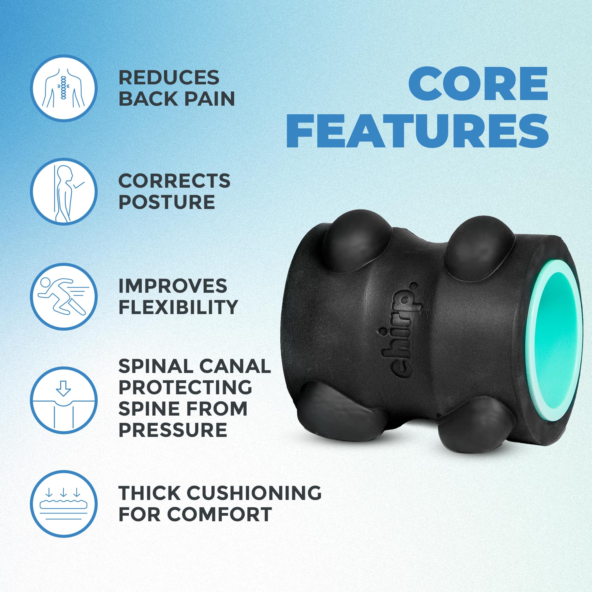 Chirp Wheel XR Massage Roller for Neck & Headache Relief – Rejuvenate Body, Spinal Care & Tension Through Thumb Pressure Release | High-Density Foam for Physical Therapy, 500lbs Capacity, 4" Mint
