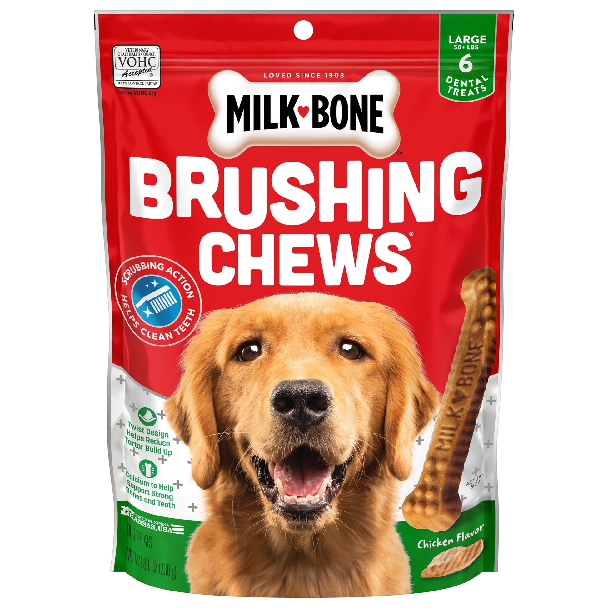 Milk-Bone Original Brushing Chews, 18 Mini Daily Dental Dog Treats (Pack of 5) Scrubbing Action Helps Clean Teeth
