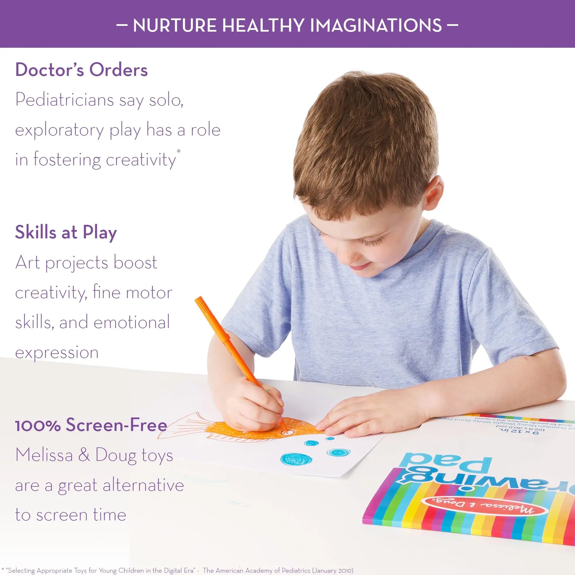 Melissa & Doug Drawing Paper Pad (9 x 12 inches) - 50 Sheets, 3-Pack - FSC Certified
