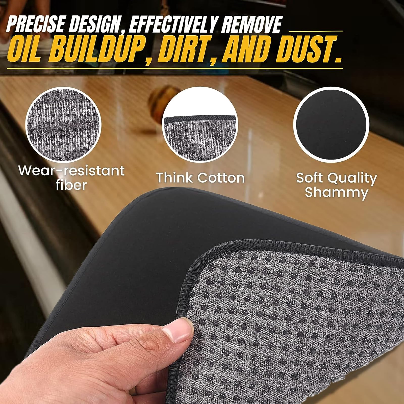 TonGass (3-Pack Microfiber Bowling Ball Towel 10 Inches x 8 Inches Premium Quality Bowling Ball Shammy Pad with Easy-Grip Dots