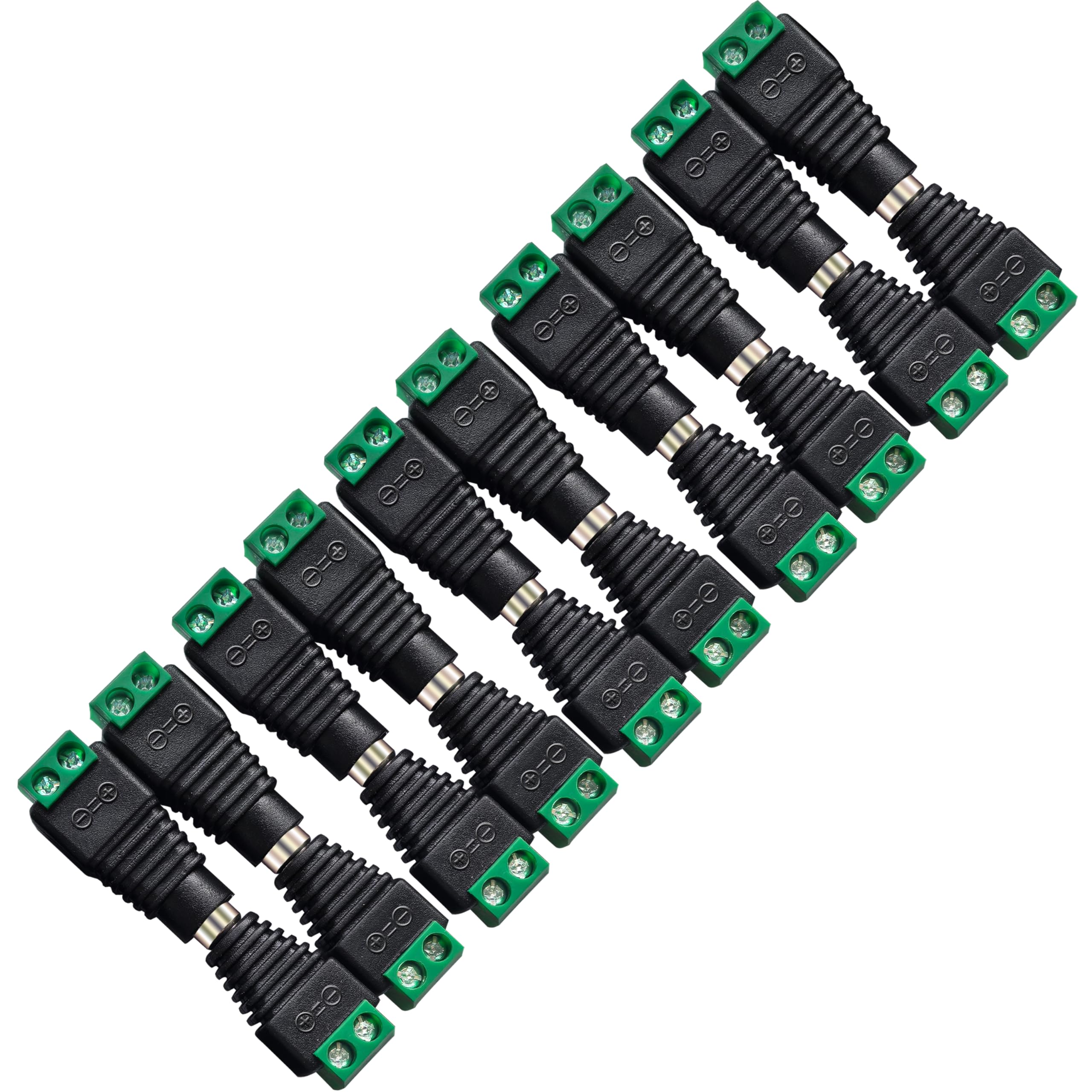 DAYKIT 10 Pairs 12V Male+Female 2.1x5.5MM DC Power Jack Plug Adapter Barrel Connector for CCTV Security Camera Led Strip