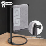 NearMoon Hand Towel Holder Stand, Thicken Metal L Shape Hand Towel Rack, Small Towel Ring Stand, Stable Free-Standing Towel Bar for Bathroom Kitchen Vanity Countertop, 8” L 12” H (Matte Black, 1 Pack)