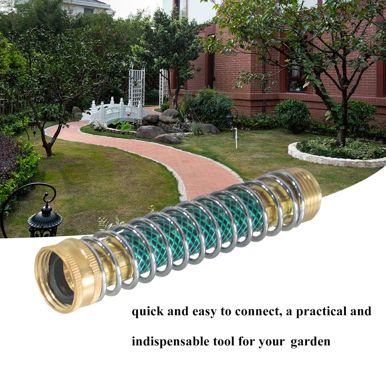 Hourleey Garden Hose Protector, Hose Extension Adapter with Coil Spring, 2 Pack