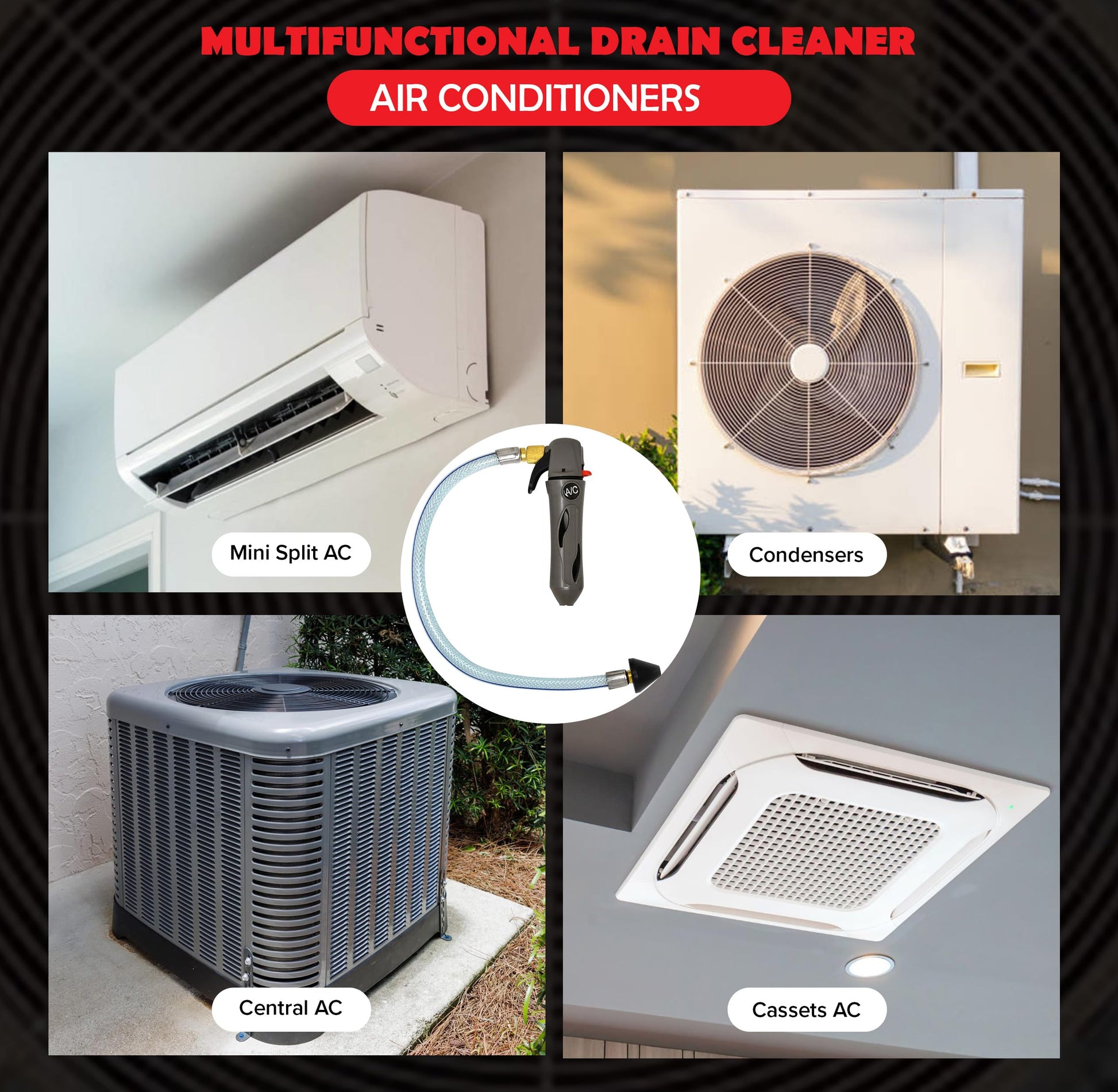 RedRock Gallo Drain Gun- with 5 Unthreaded CO2 Cartridges for A/C Condensate Line - Air Conditioner Cleaner Blaster Opener Kit with Five Cartridge Clears HVAC Clogs