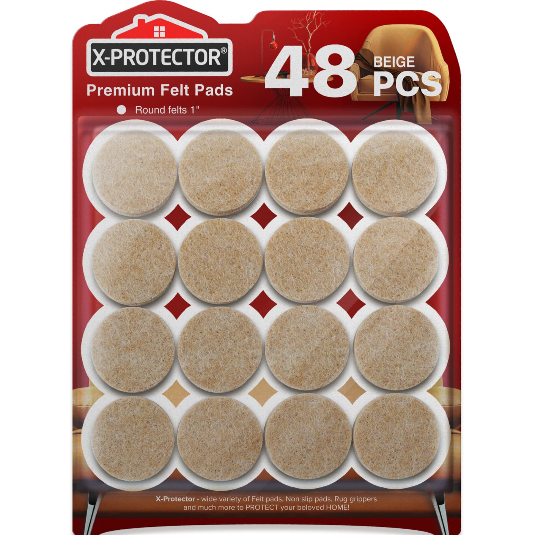 Felt Furniture Pads X-PROTECTOR 133 PCS Premium Furniture Pads - Felt Pads Furniture Feet Best Wood Floor Protectors - Protect Your Hardwood & Laminate Flooring! Brown and Beige
