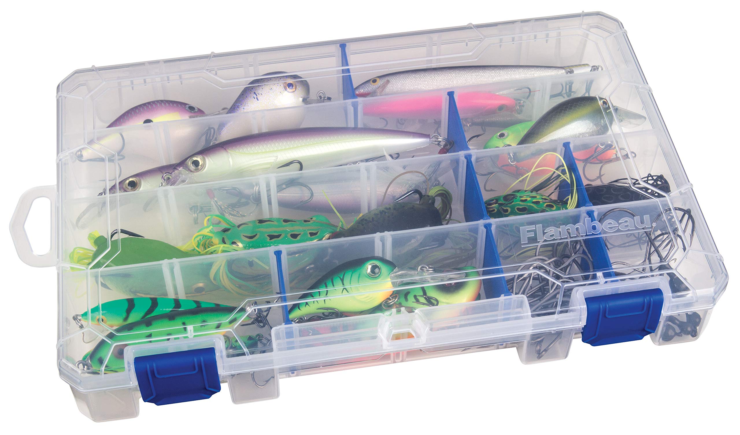 Flambeau Outdoors 4007 Tuff Tainer Fishing Tackle Box with Zerust Anti-Rust Dividers - Includes 12 Dividers, 24 Compartments, Clear Fishing Lure Organizer