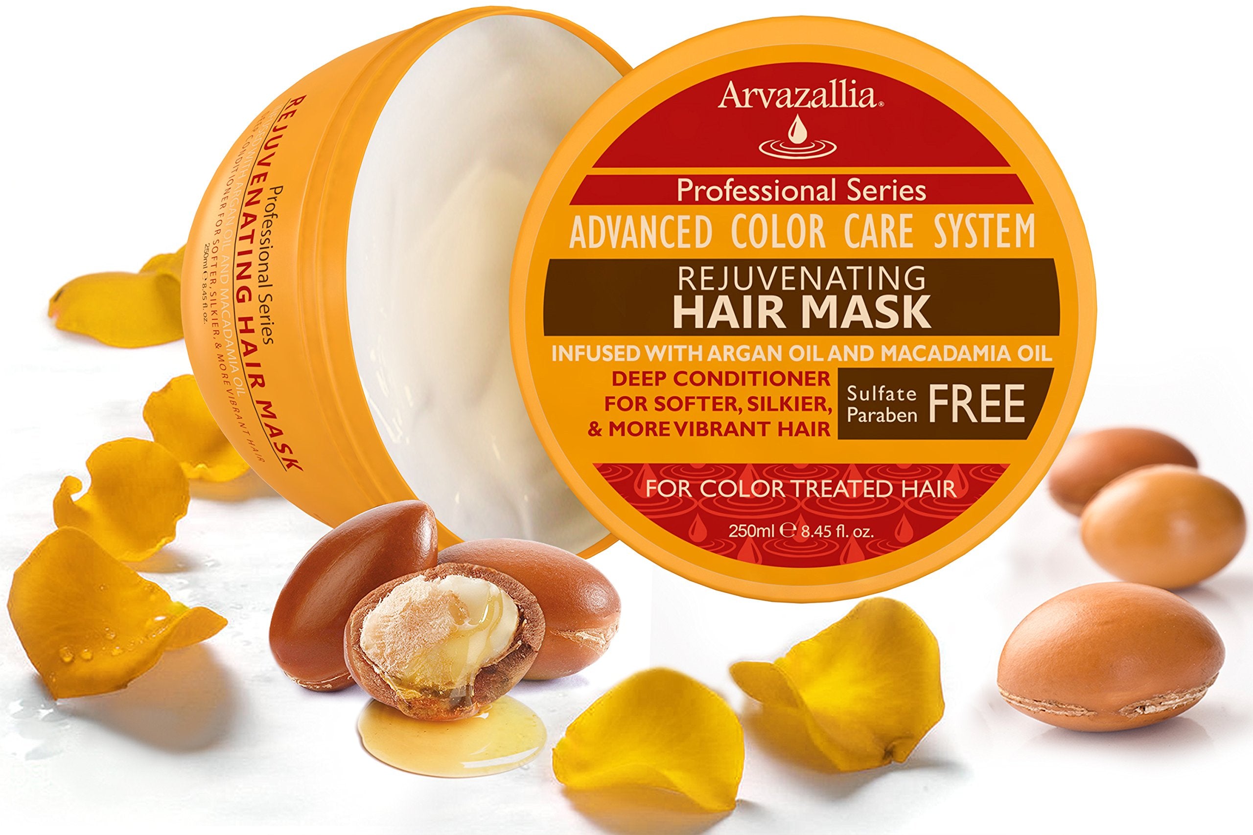 Arvazallia Rejuvenating Hair Mask and Deep Conditioner For Color Treated Hair with Argan Oil and Macadamia Oil Sulfate Free & Paraben Free